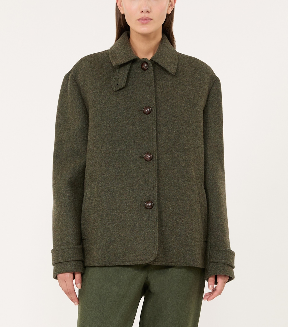 Weekend Max Mara Womens Virgin Wool-Blend Coat Sage Green Image 2