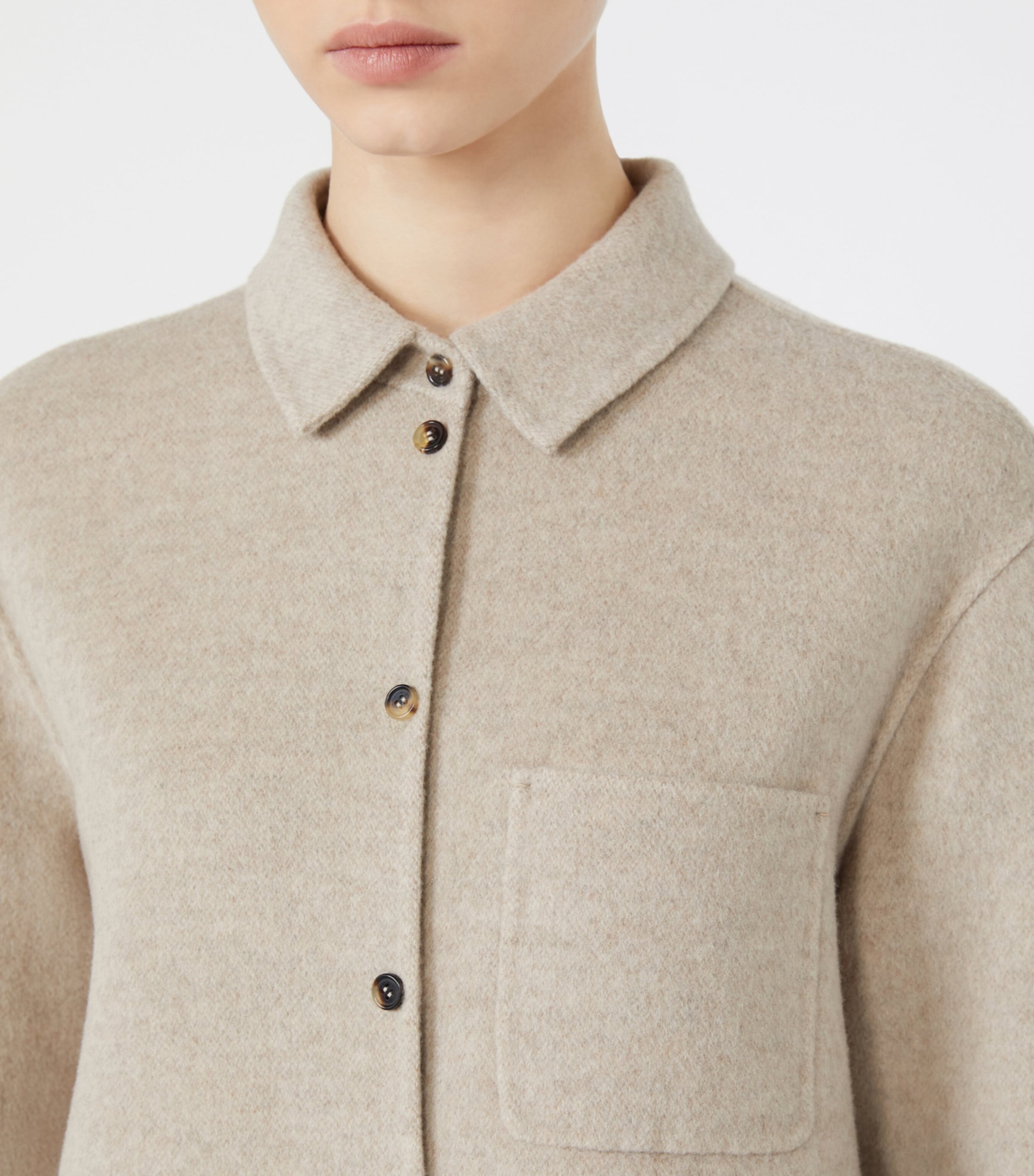 Max Mara Womens Wool-Cashmere Overshirt Sand Image 5