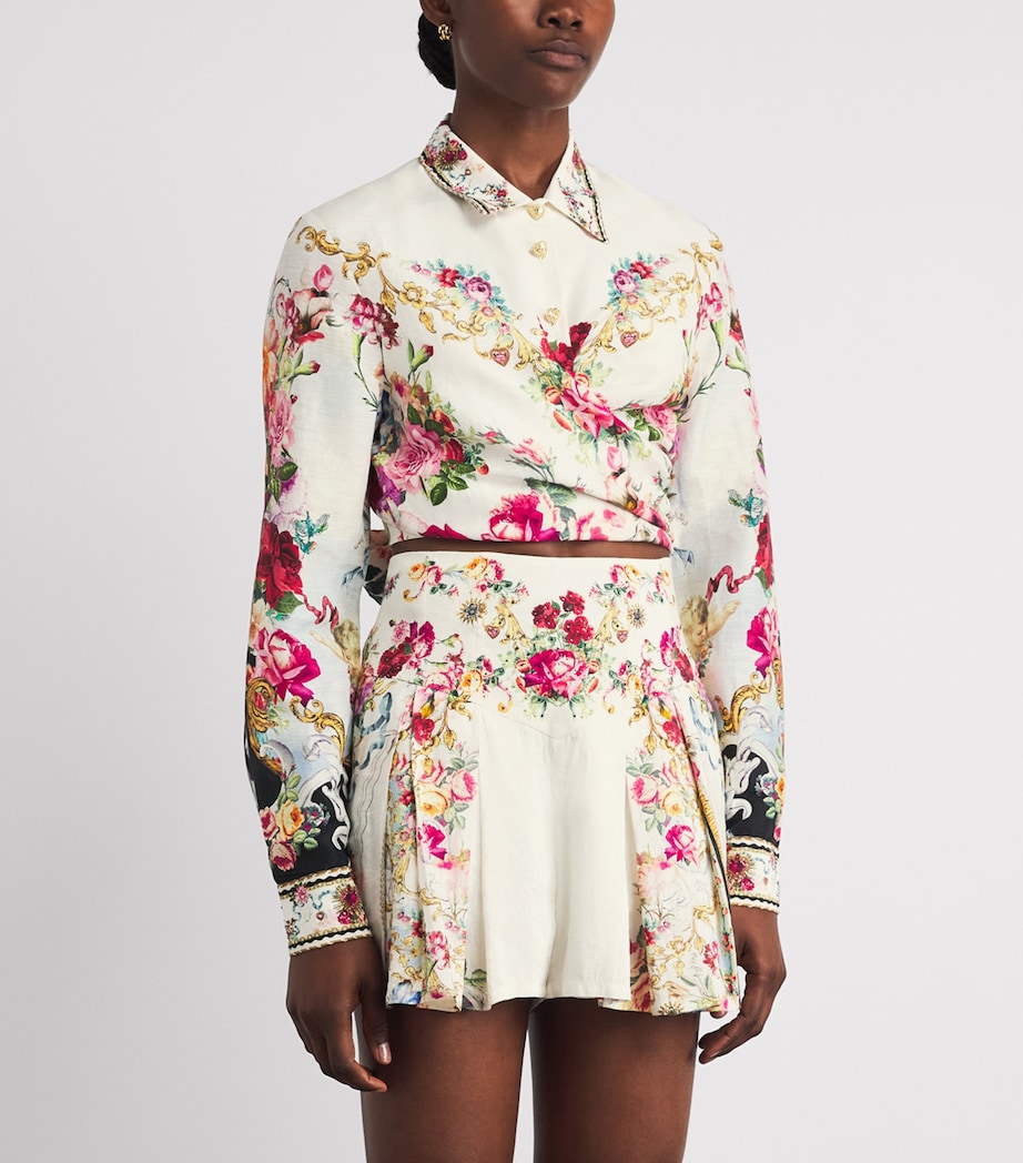 Camilla Womens Linen-Silk Wrap Shirt Torero Libertine Image 4