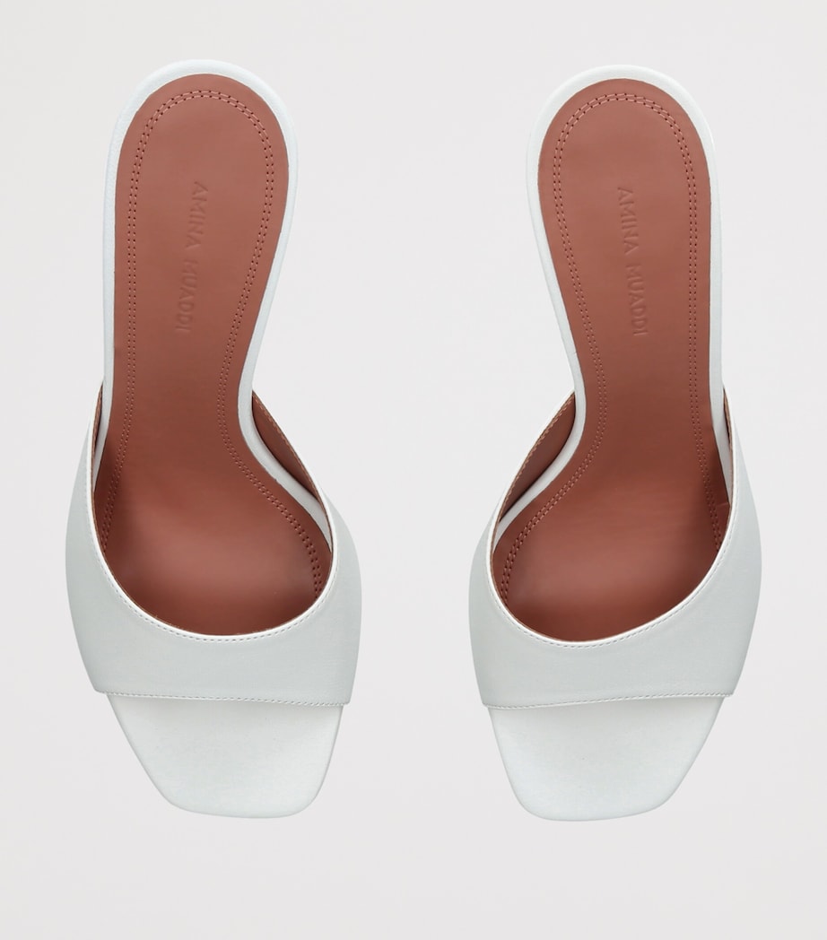 Amina Muaddi Leather Lupita Heeled Mules 70 White Image 3