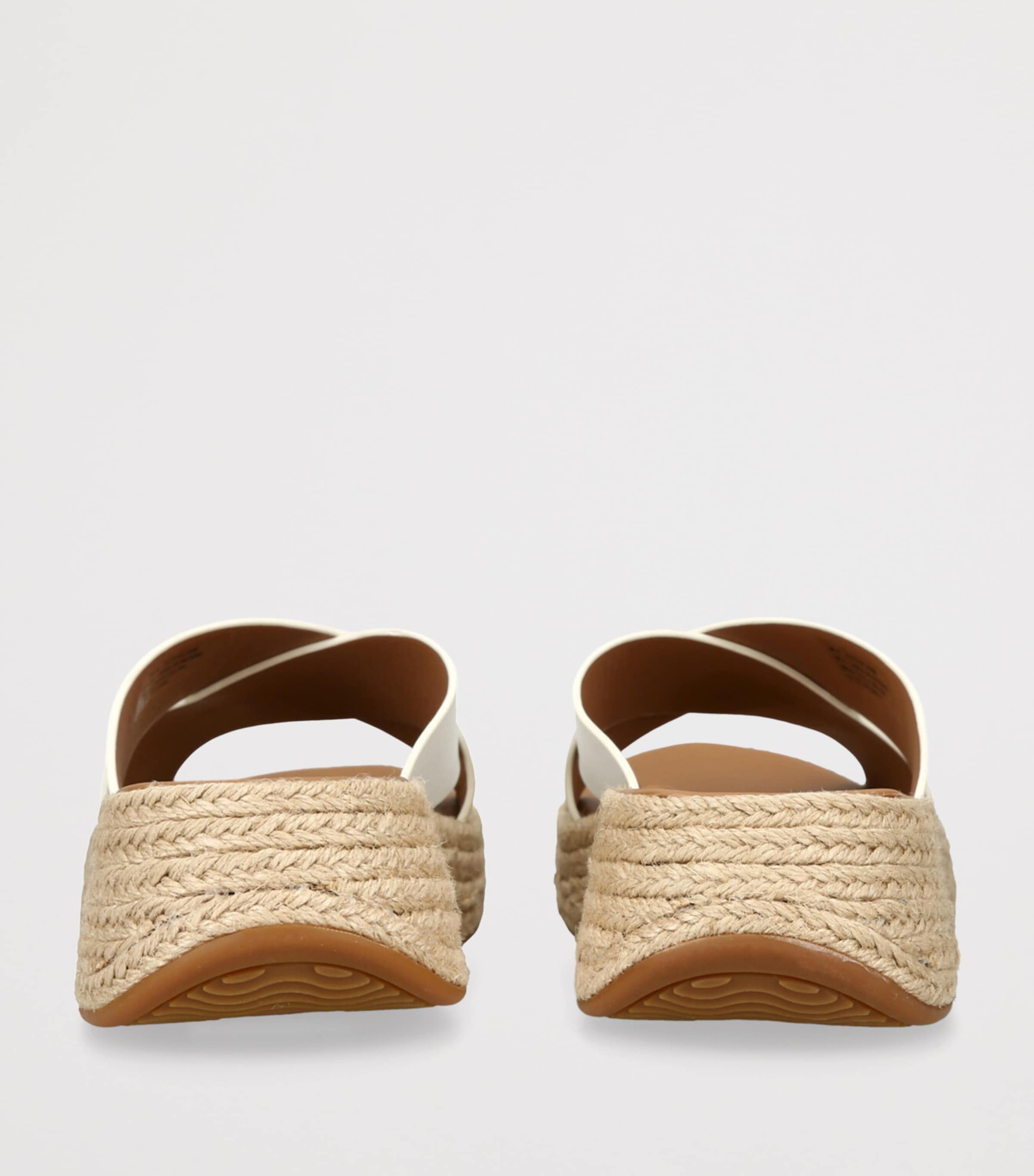 FitFlop Leather F-Mode Flatform Slides White Image 2
