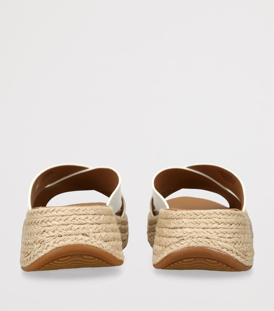 FitFlop Leather F-Mode Flatform Slides White Image 2