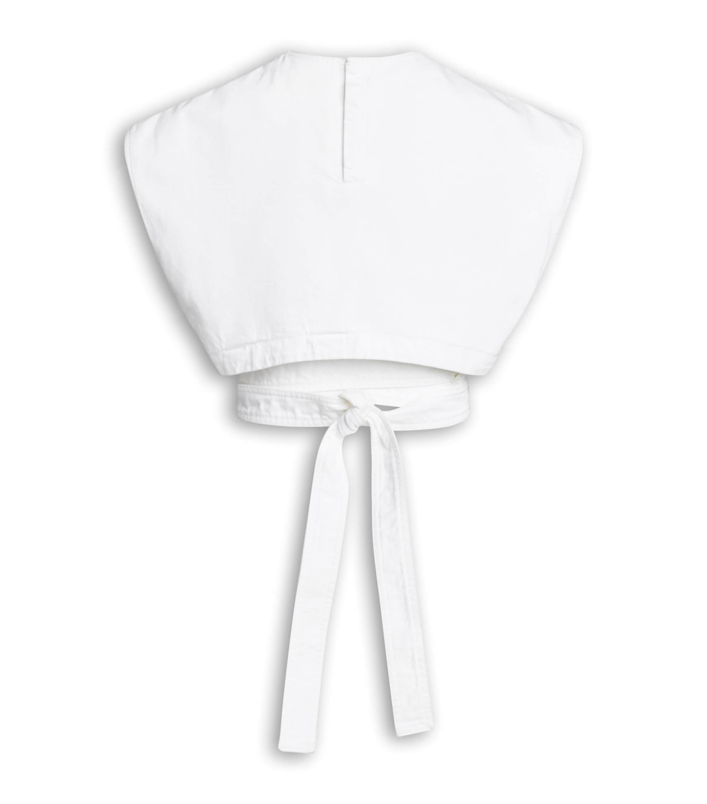 Alaïa Womens Denim Belted Crop Top Blanc Image 4