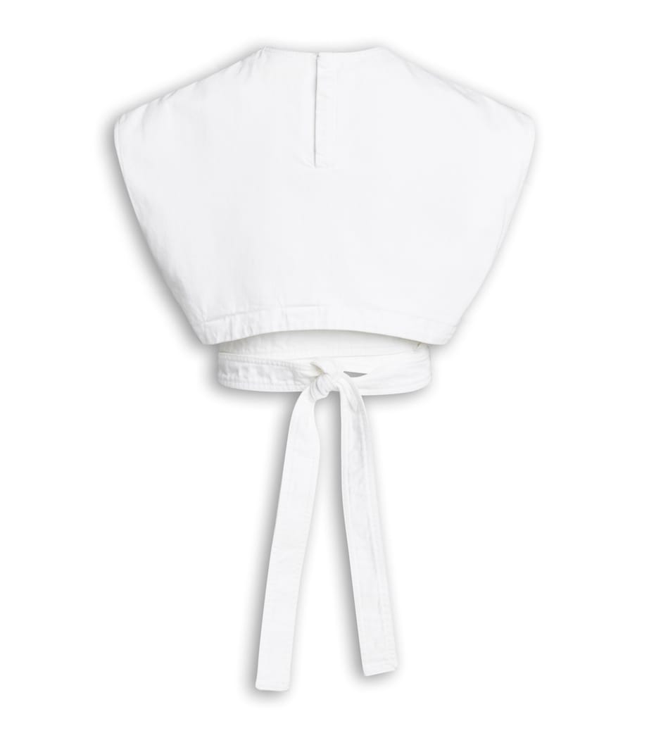 Alaïa Womens Denim Belted Crop Top Blanc Image 4