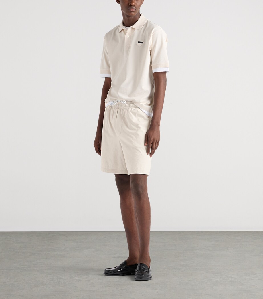Prada Mens Cotton Layered Polo Shirt Neutral Image 2