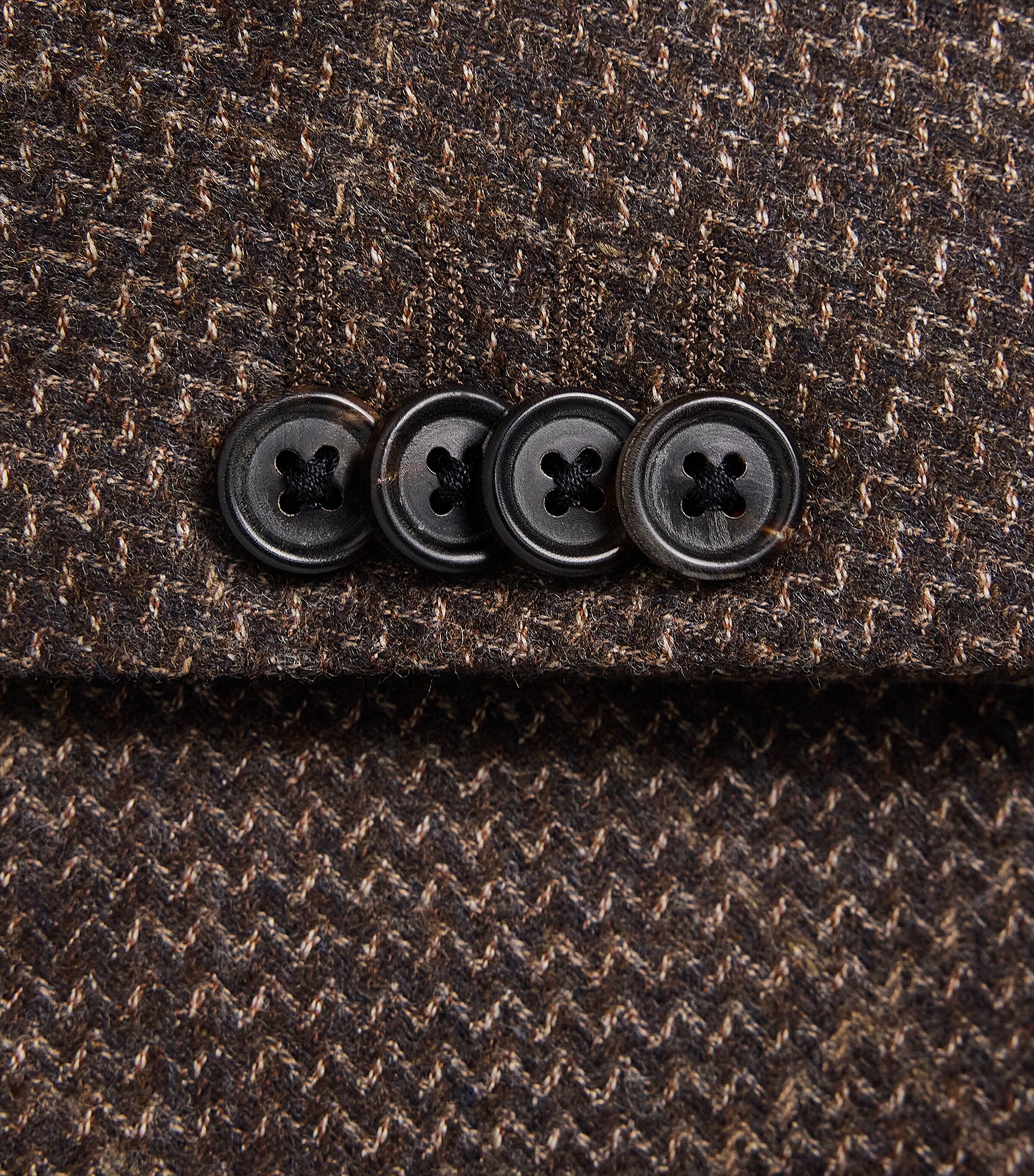 Corneliani Mens Virgin Wool Mouliné Check Blazer Dark Brown Image 6
