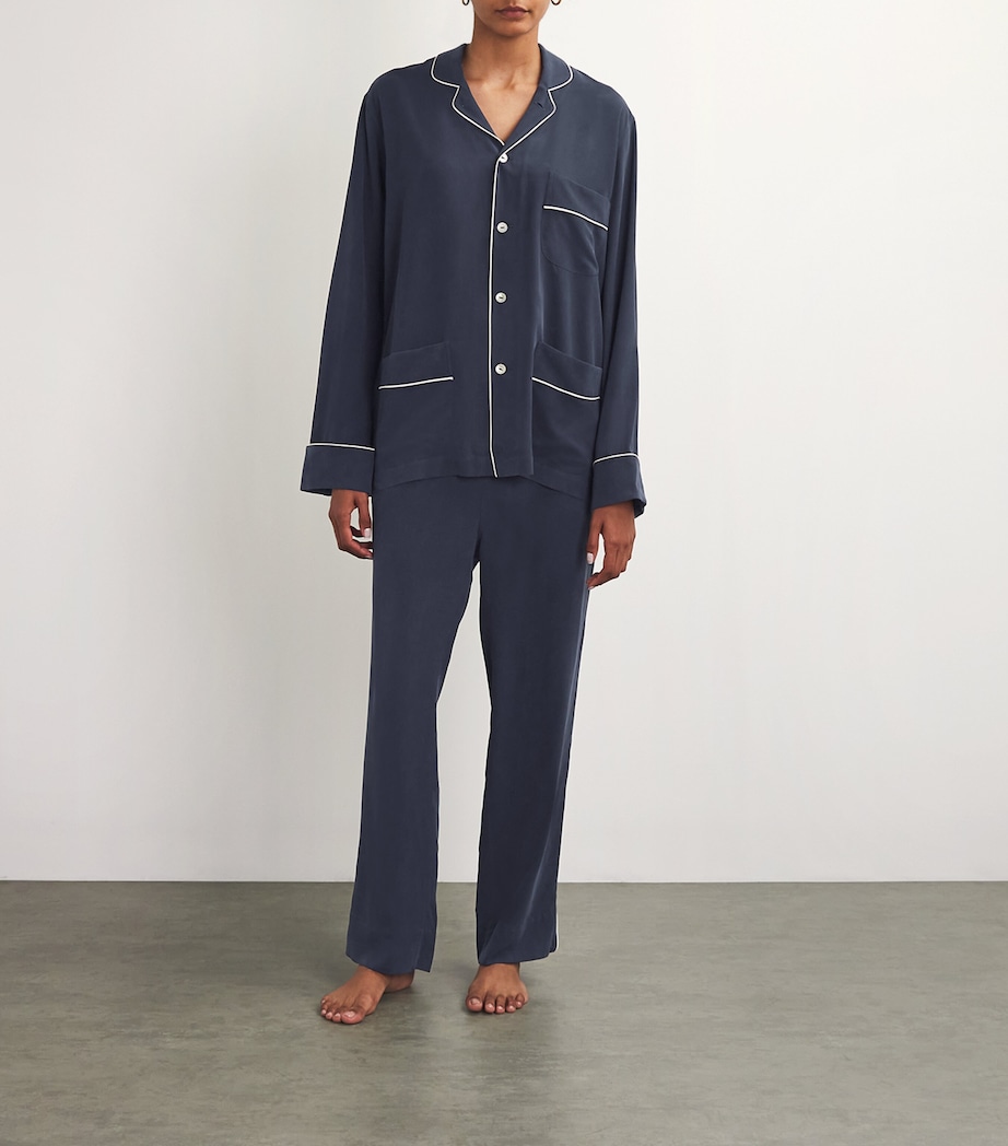 Silk Laurent Pyjama Set NAVY Image 4