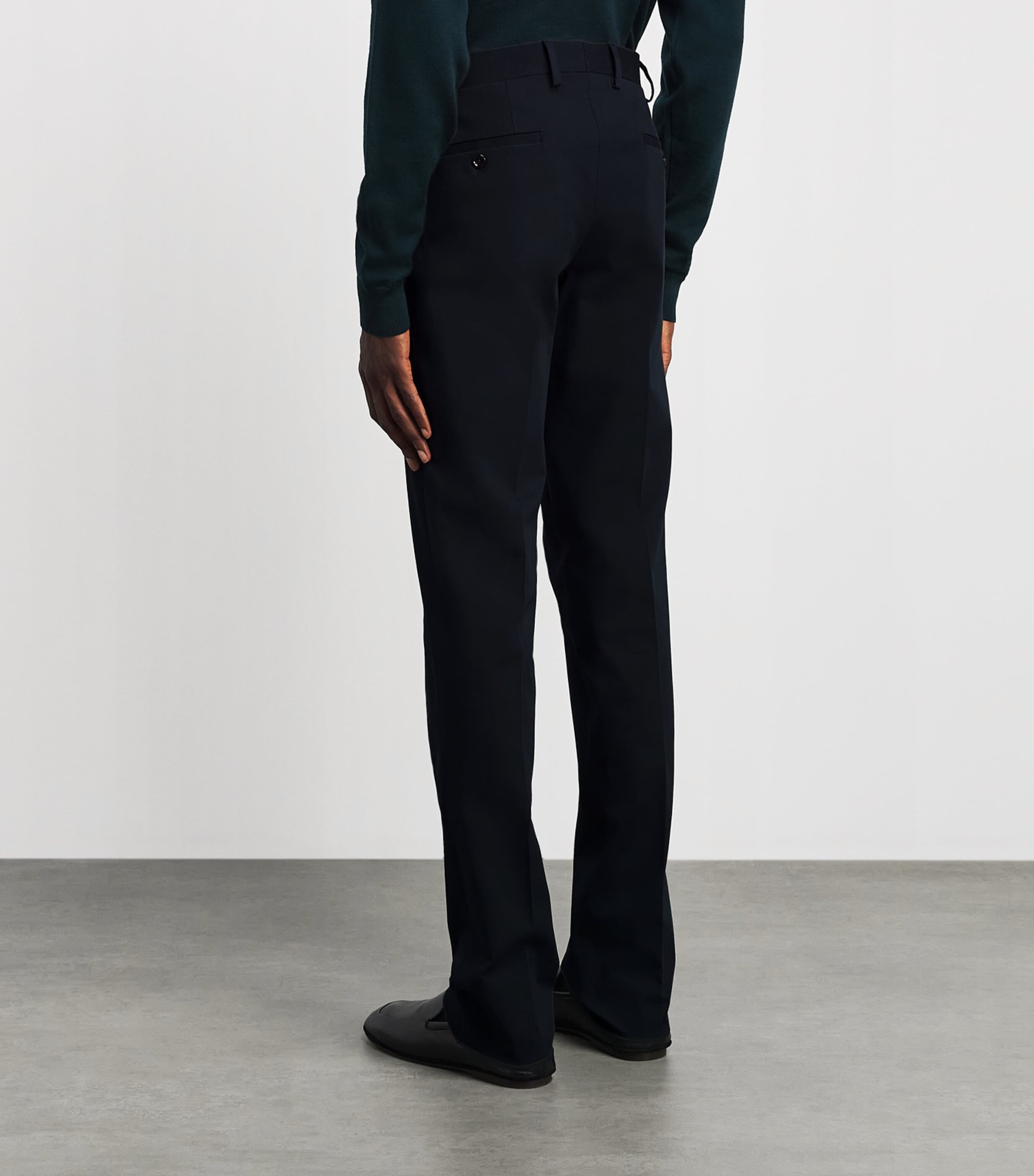 Lardini Mens Stretch-Cotton Tailored Trousers Navy Image 5