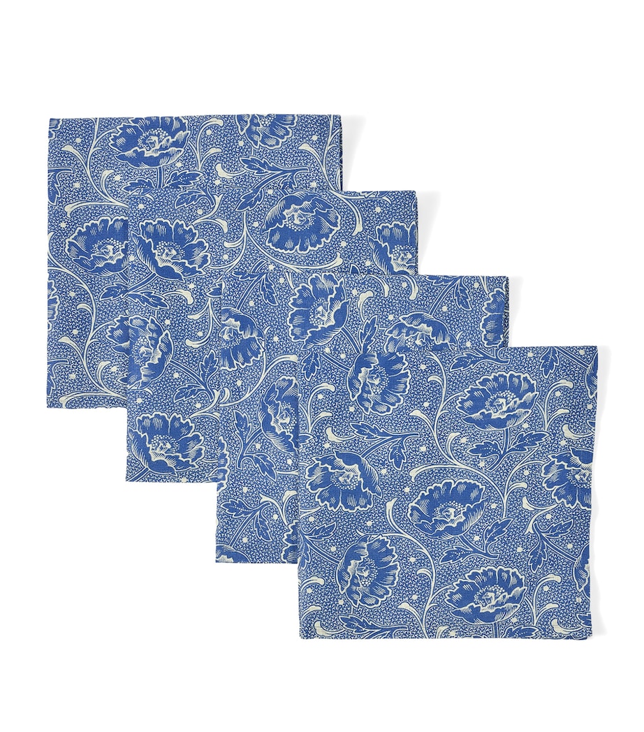 Set of 4 Linen Toscana Napkins (50cm x 50cm) WHITE/BLUE Image 4