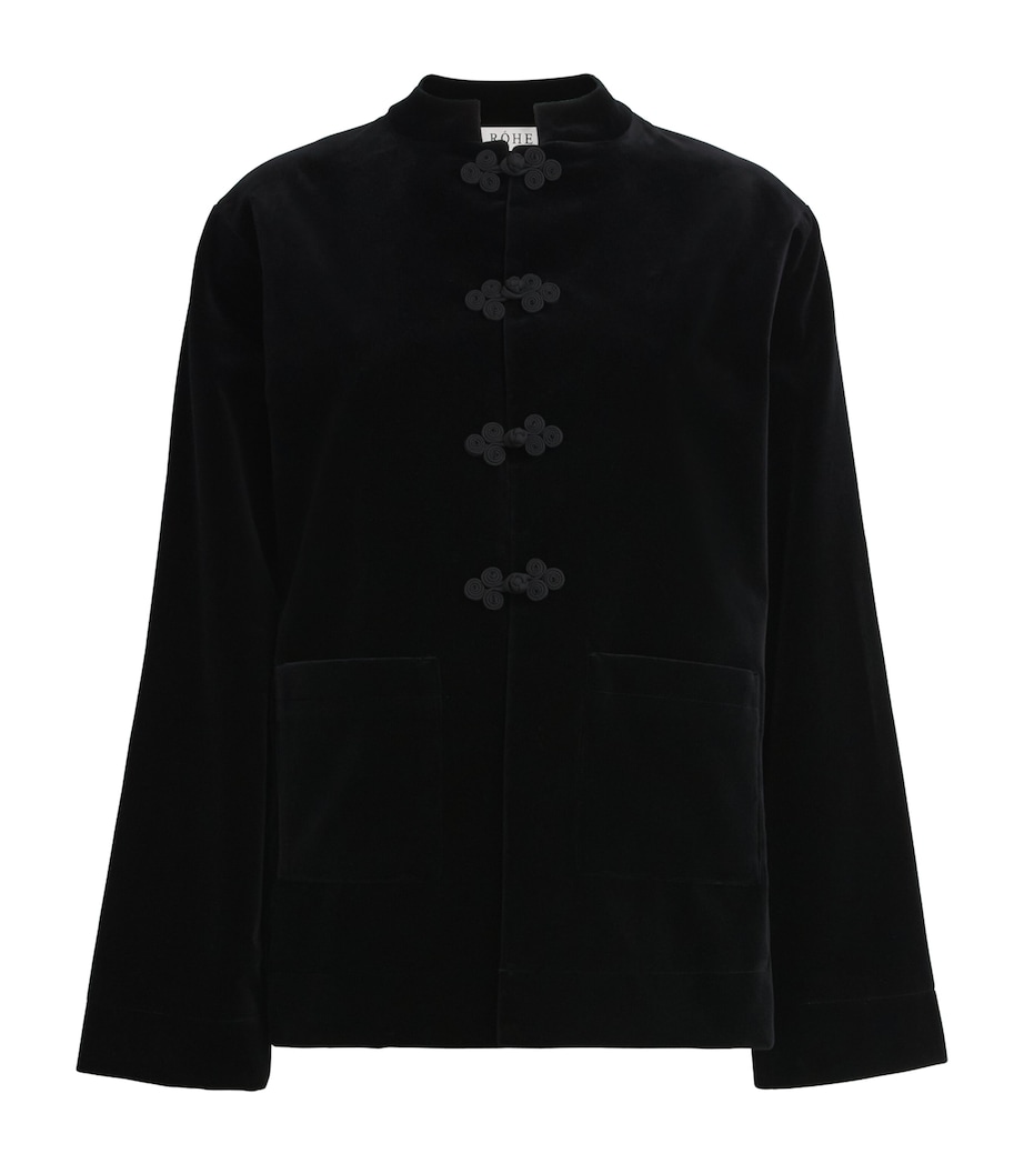 Róhe Womens Velvet Pankou-Closure Jacket Black Image 1