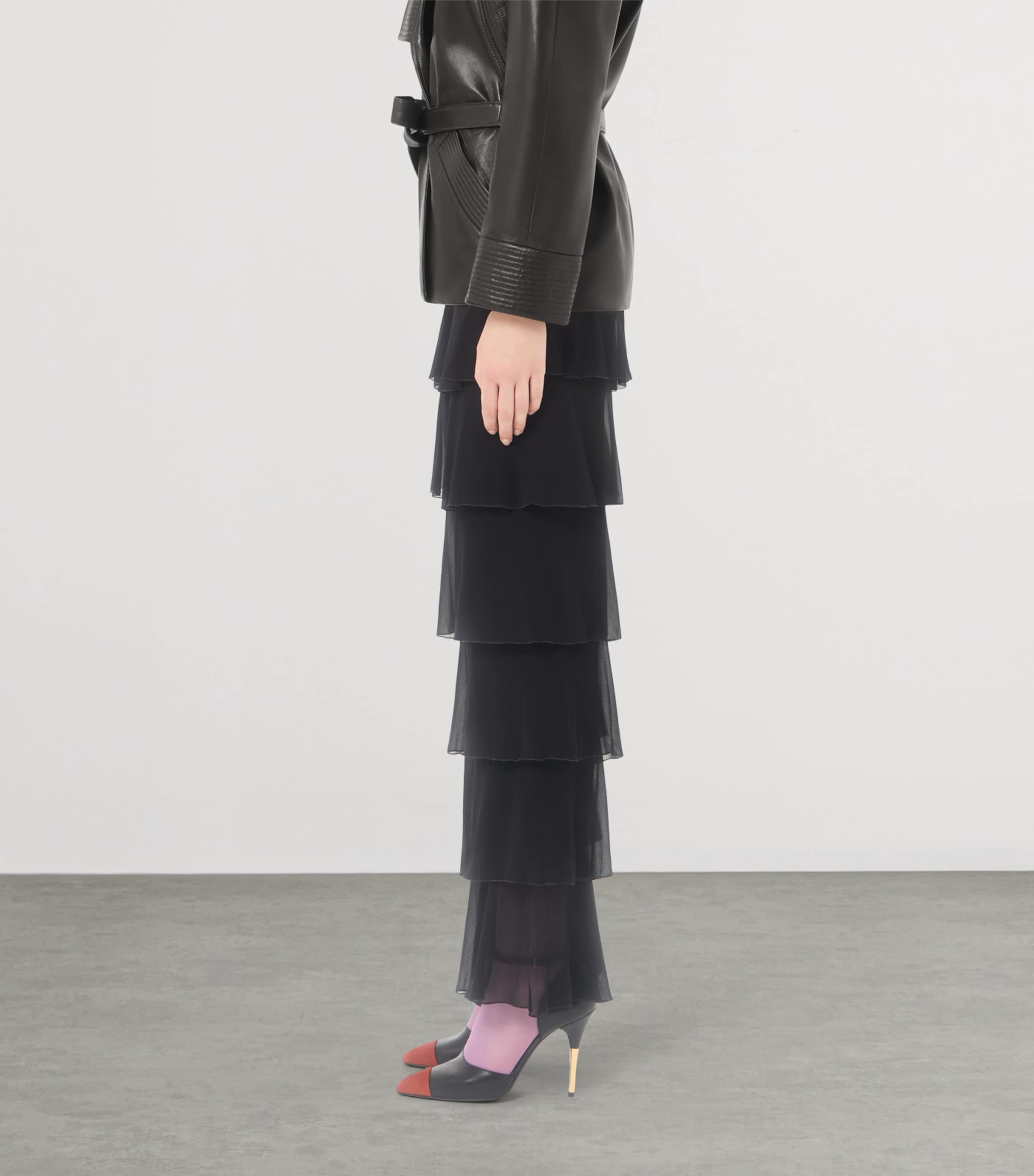 Valentino Womens Silk Georgette Ruffled Trousers Image 4
