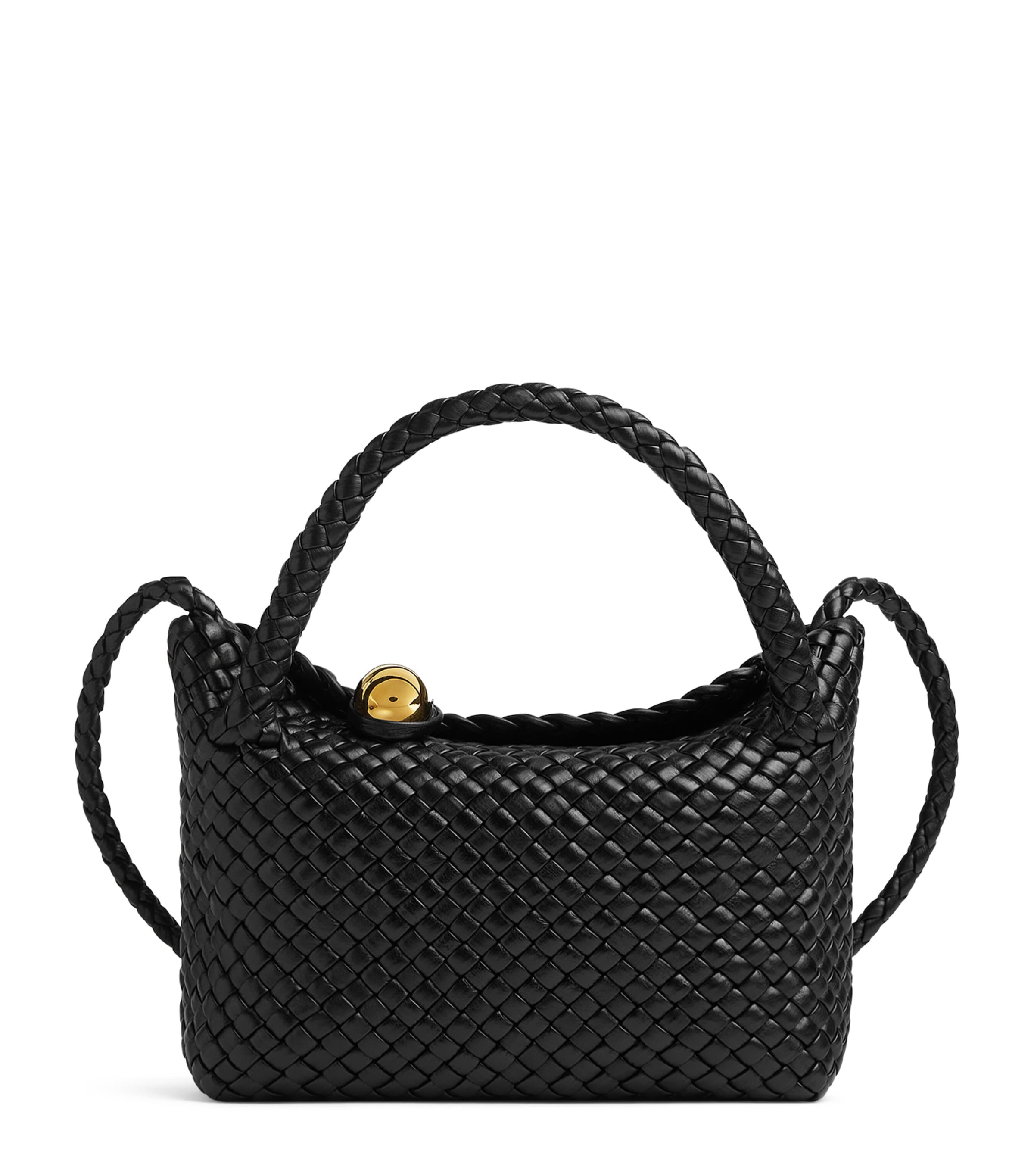 Shop Bottega Veneta Small Leather Tosca Top-handle Bag In Black