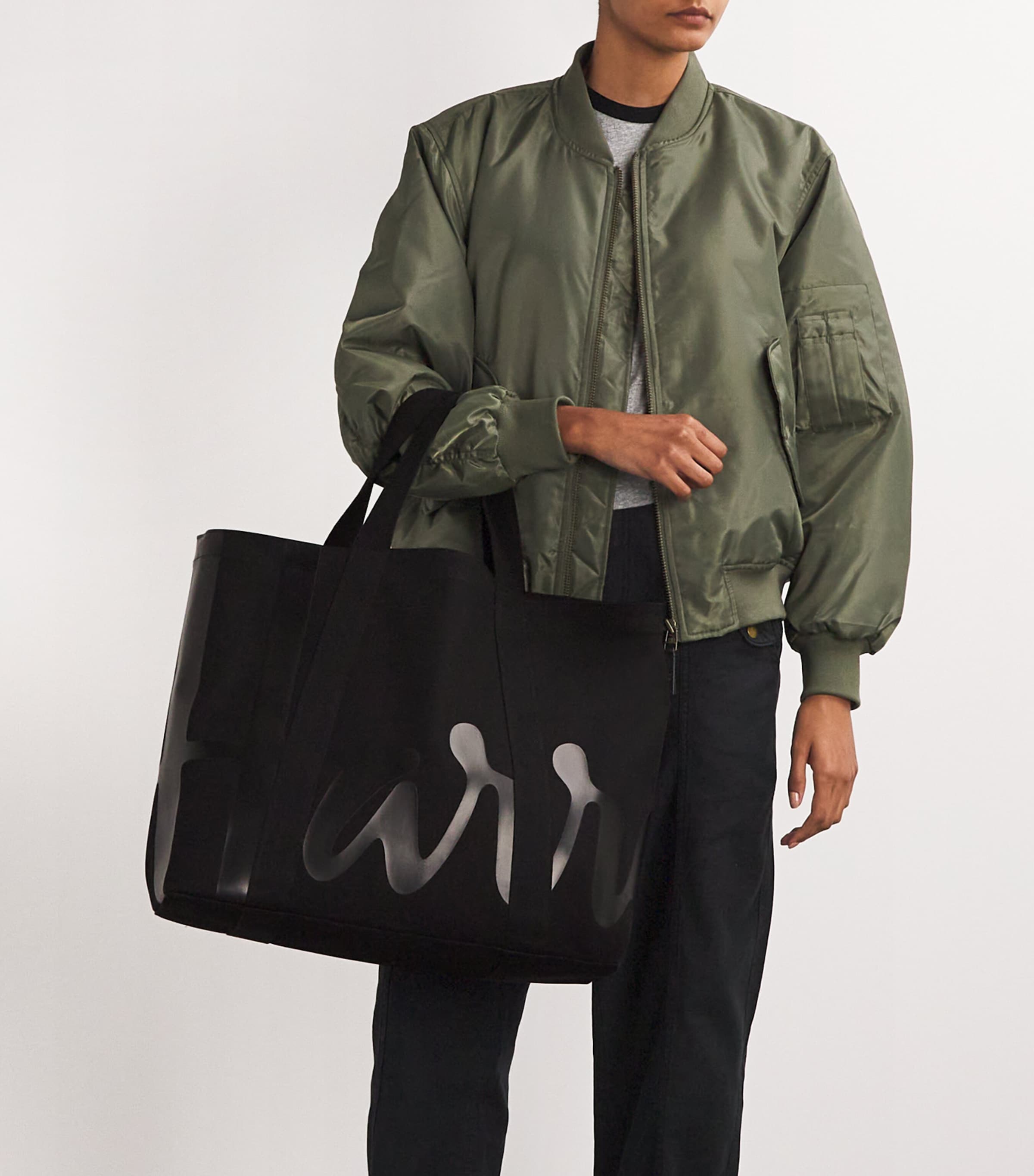 Large Cotton Logo Tote Bag BLACK Image 2