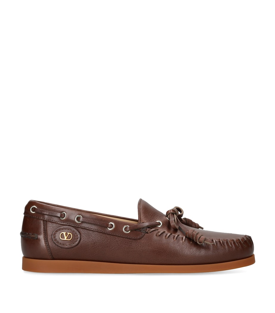 Leather Tassel Boat Shoes BROWN Image 1