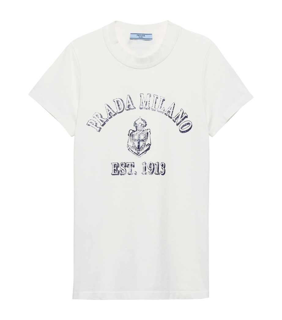 Prada Womens Cotton Logo T-Shirt Image 1