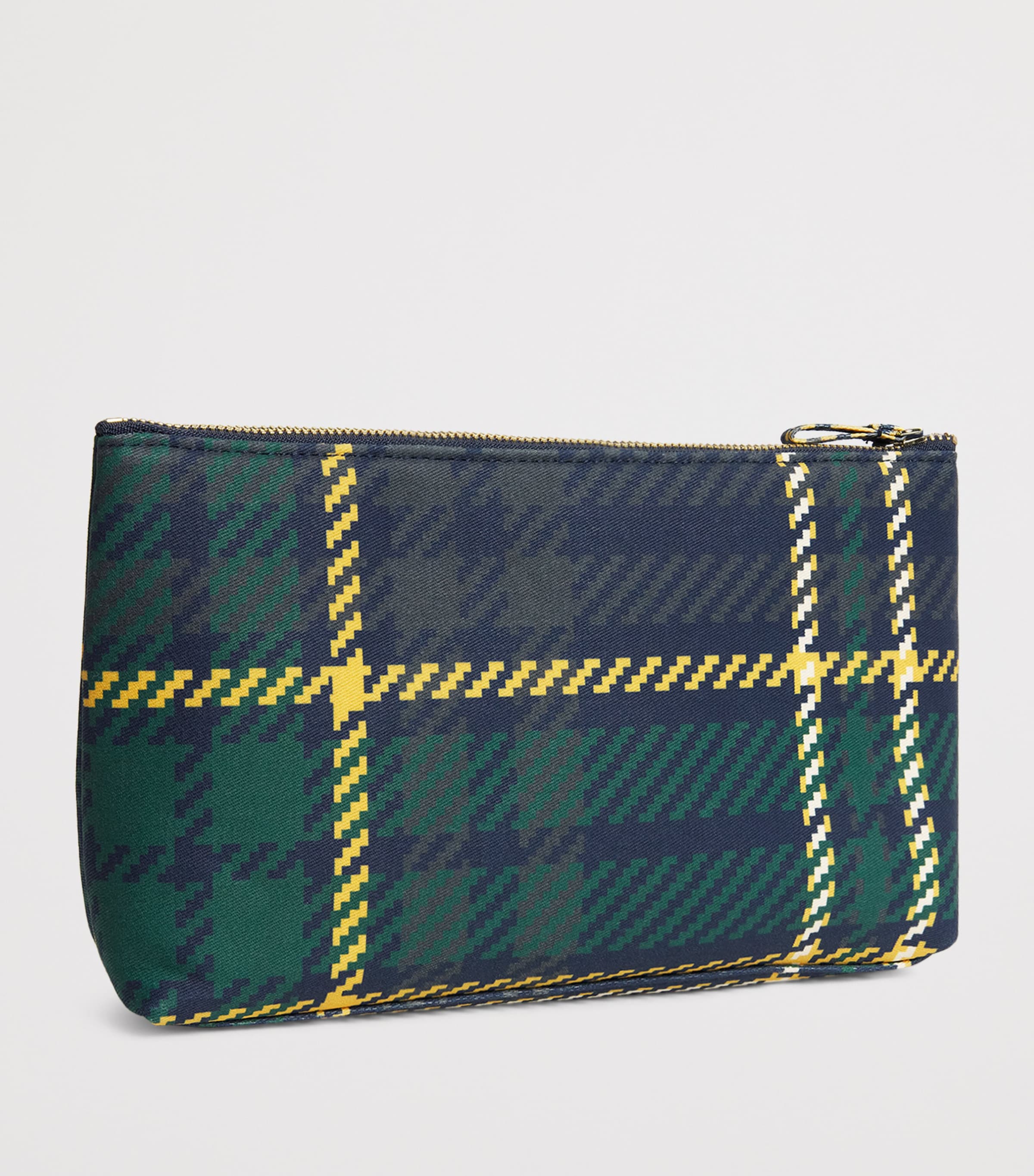 Harrods Medium Tartan Logo Pouch Navy Image 2
