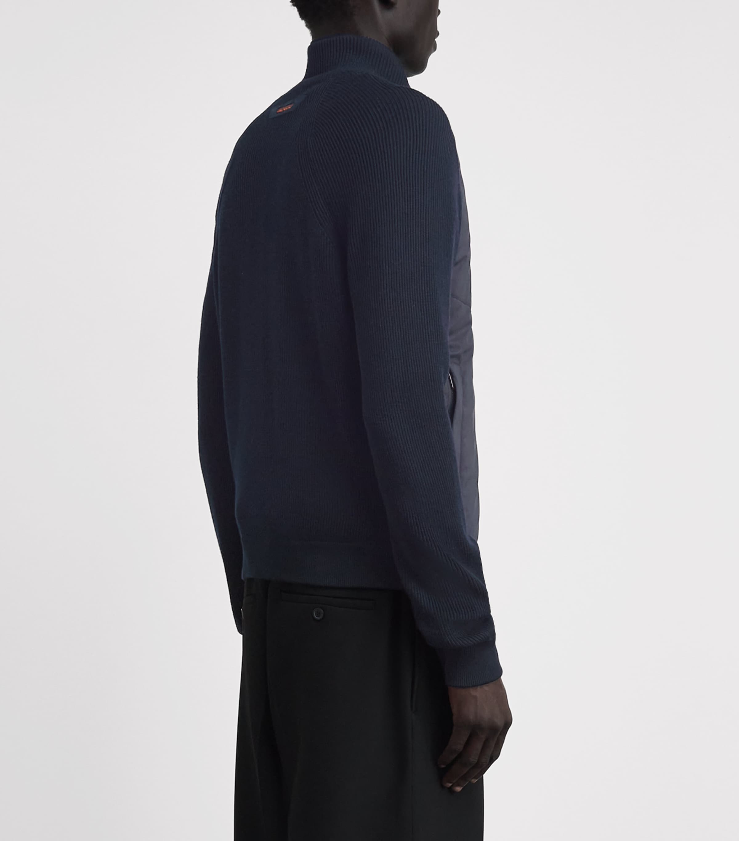 Sease Mens Virgin Wool-Shell Bomber Jacket Midnight Blue Image 5