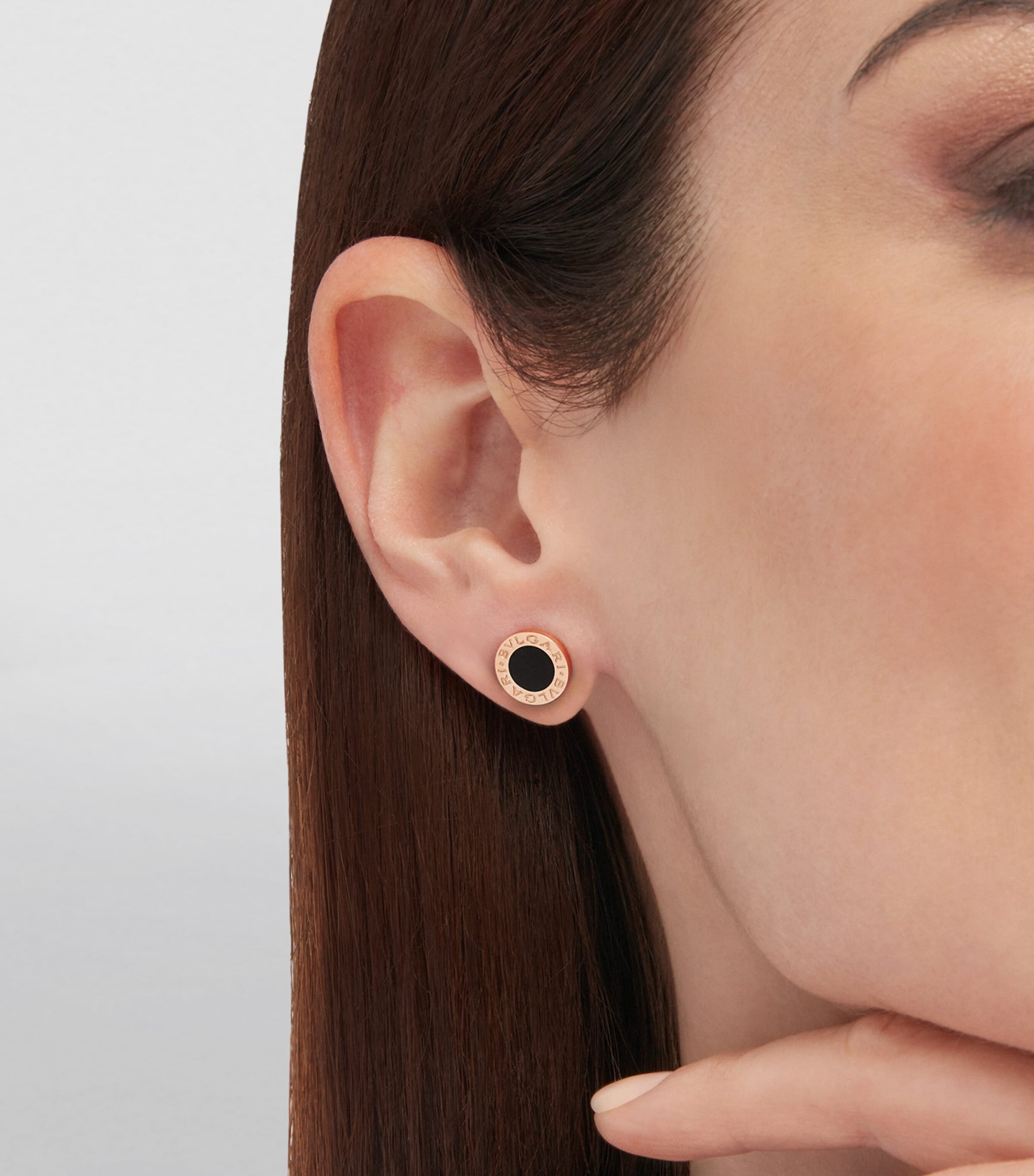 Rose Gold and Onyx BVLGARI BVLGARI Single Stud Earring PINK GOLD Image 7