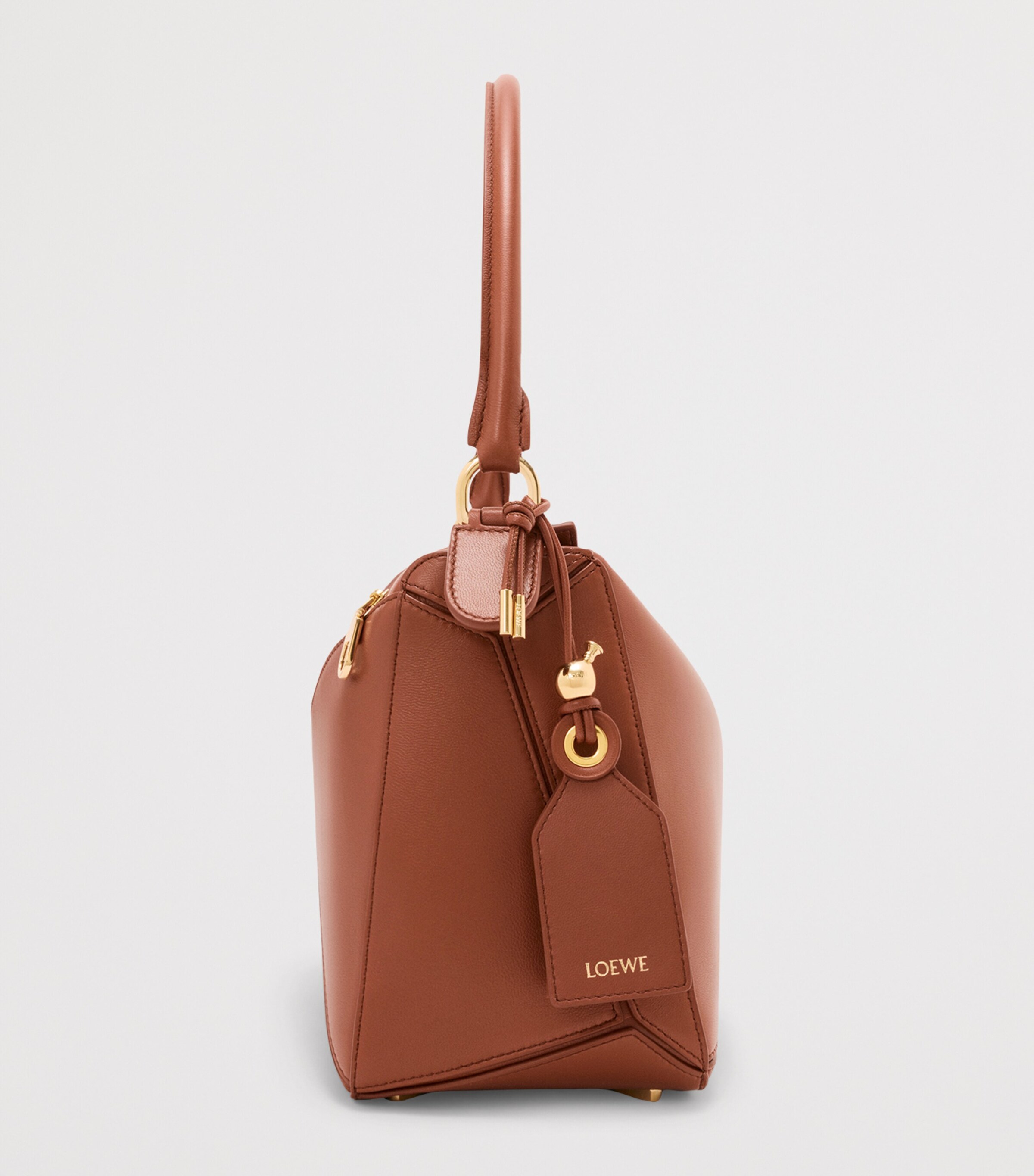 LOEWE Womens Medium Leather Featherlight Puzzle Top-Handle Bag Pecan Image 4