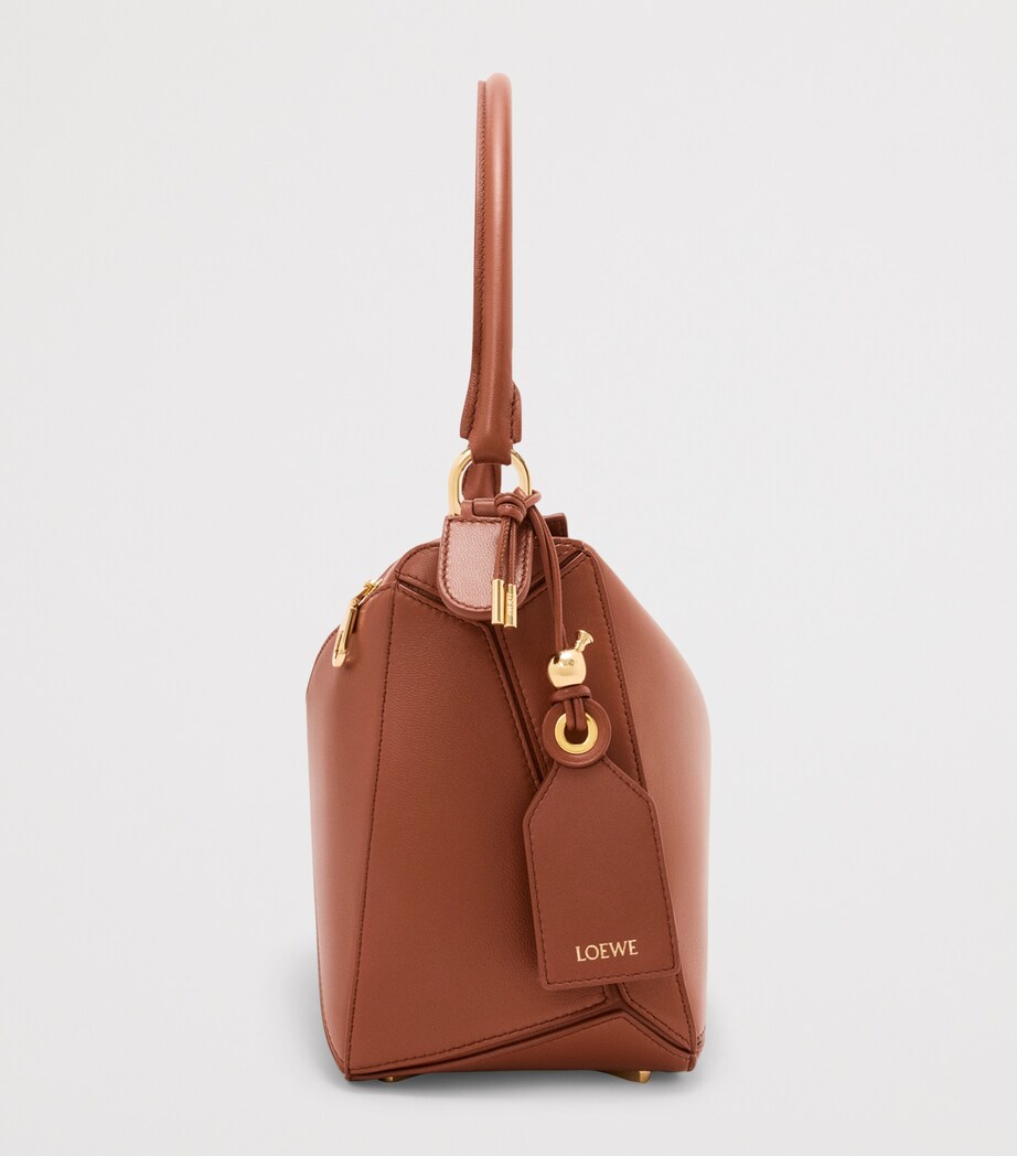 LOEWE Womens Medium Leather Featherlight Puzzle Top-Handle Bag Pecan Image 4