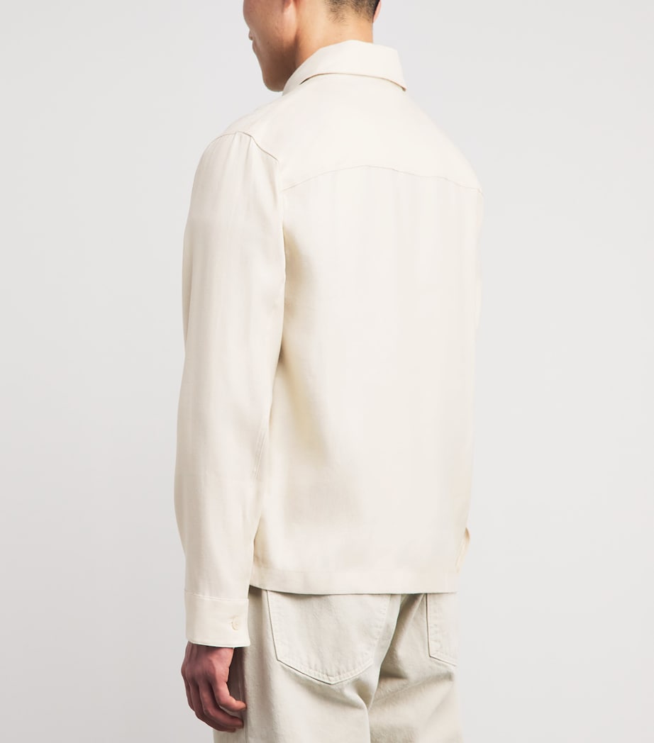 NN.07 Mens Viscose-Linen Zip-Up Overshirt Ivory Image 5