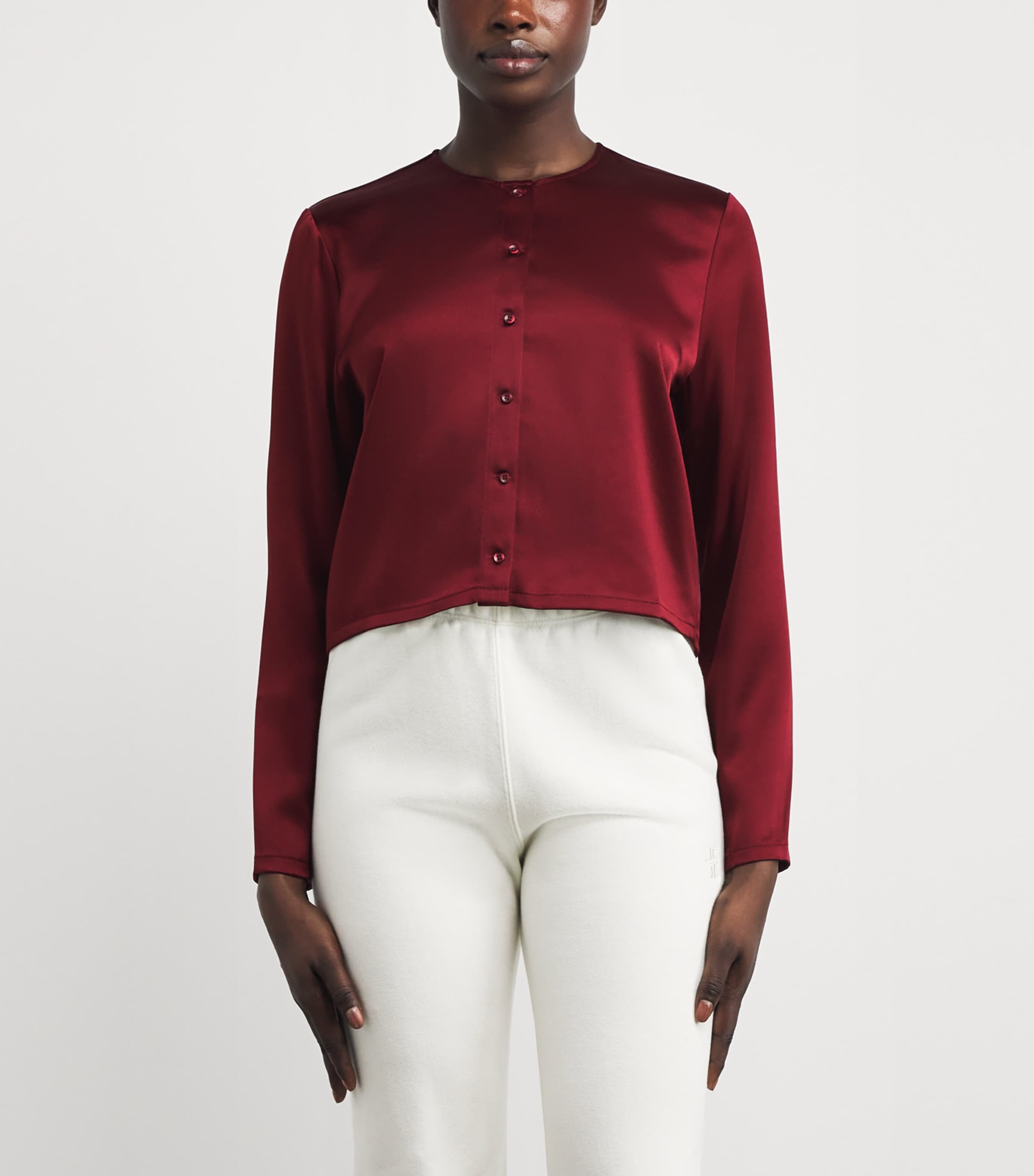 Satin Barb Cardigan BORDEAUX Image 3