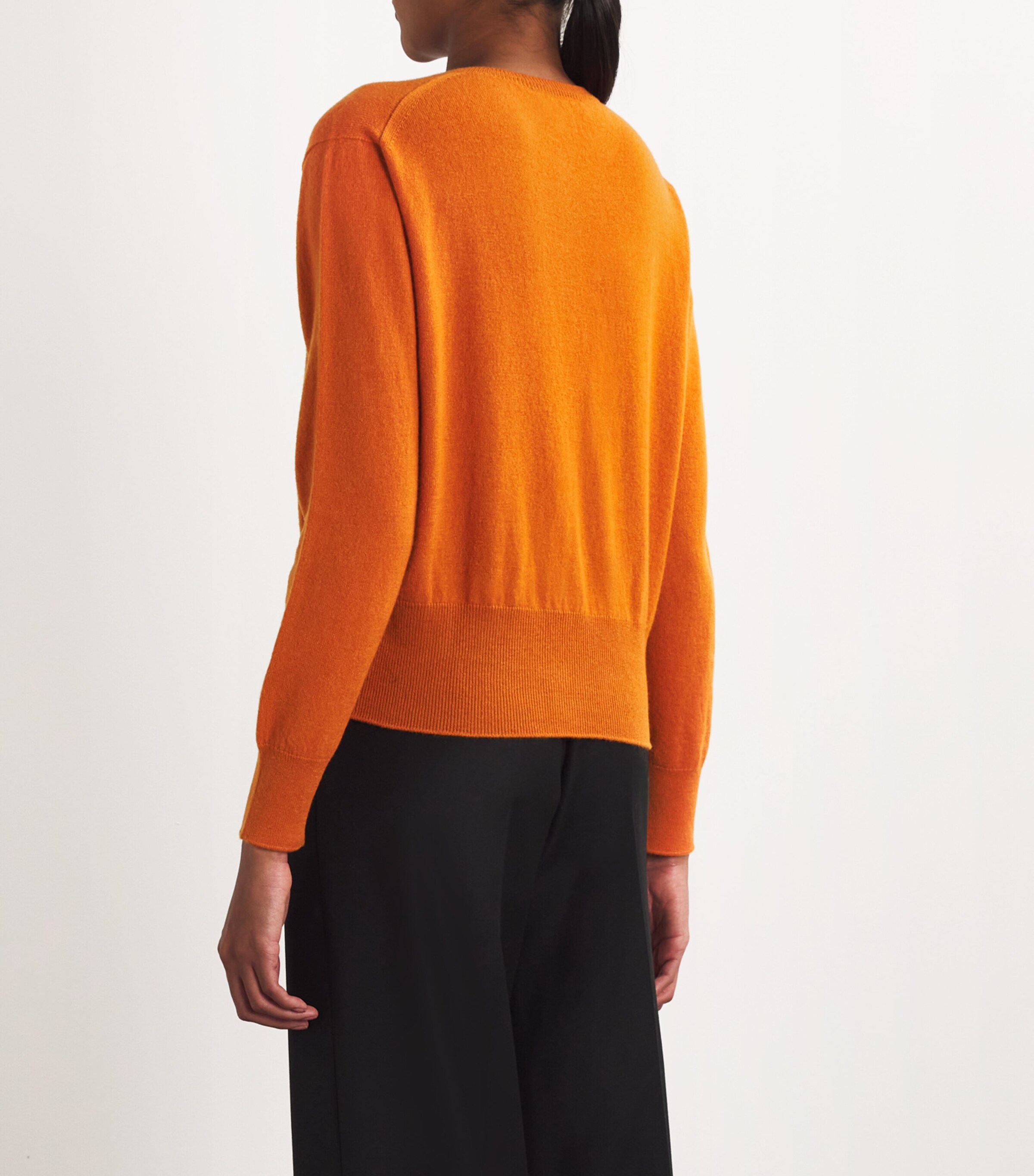 Johnstons Of Elgin Womens Cashmere Round-Neck Cardigan Burnt Orange Image 4