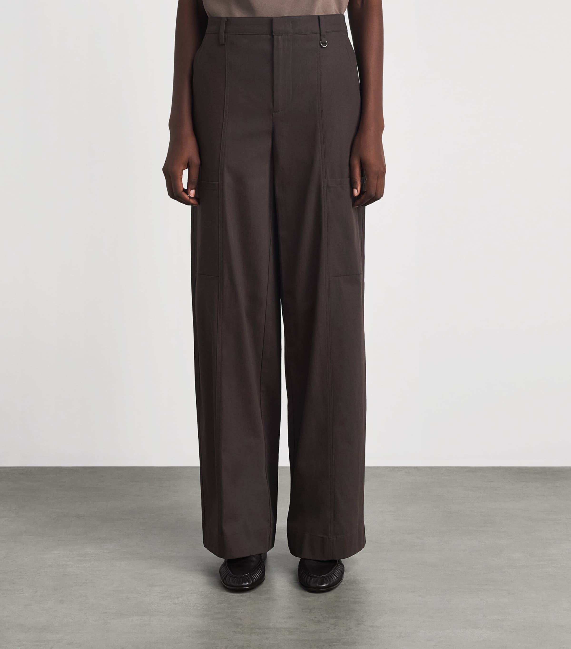 Vince Womens Stretch-Cotton Panelled Trousers Iron Image 4