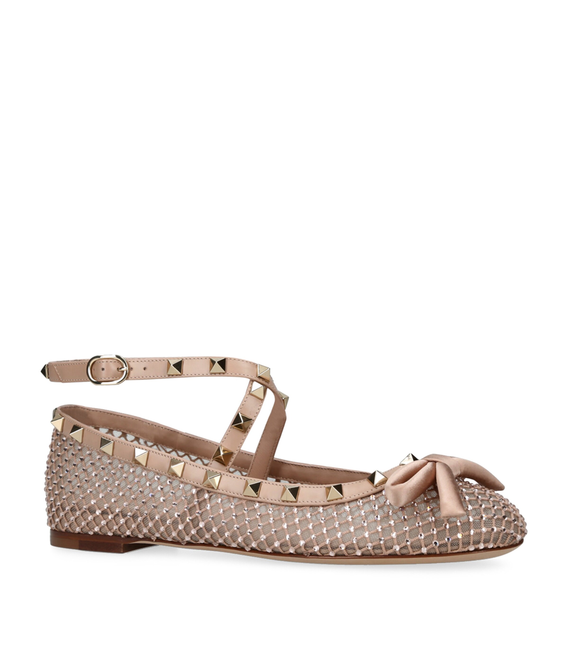 Valentino Garavani Leather Rockstud Ballet Flats Blush Image 3