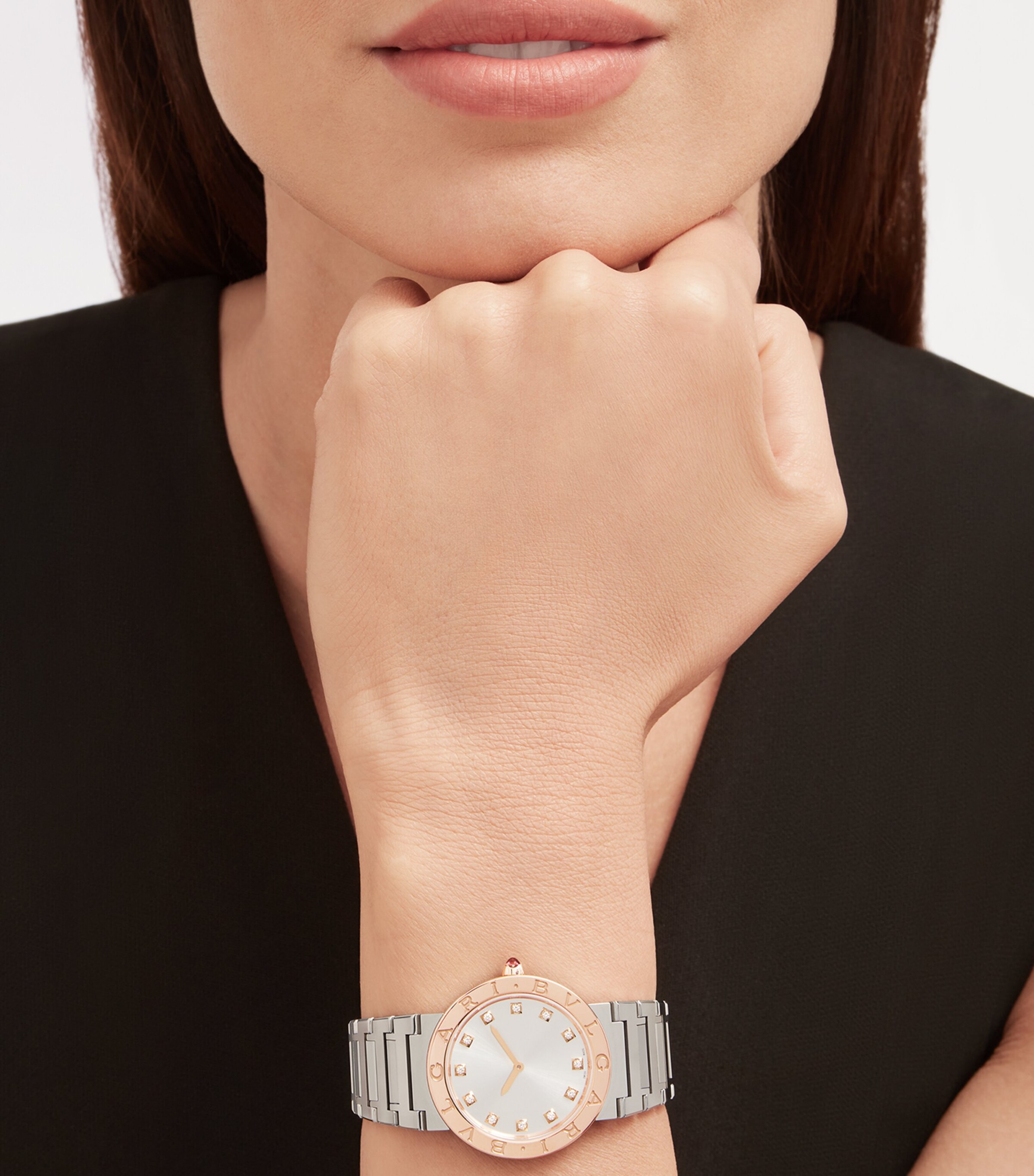 Stainless Steel and Rose Gold BVLGARI BVLGARI Watch 33mm GREY Image 6