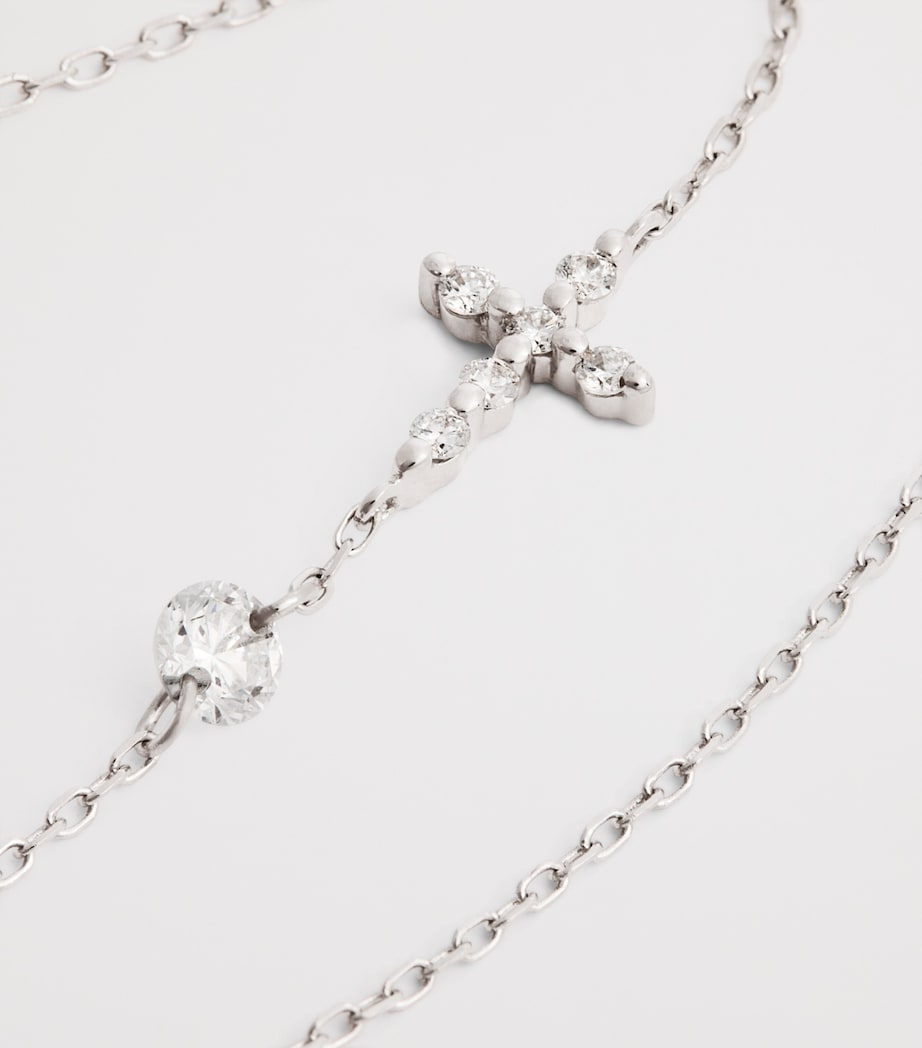 White Gold and Diamond Symbols Cross Bracelet WHITE GOLD Image 4