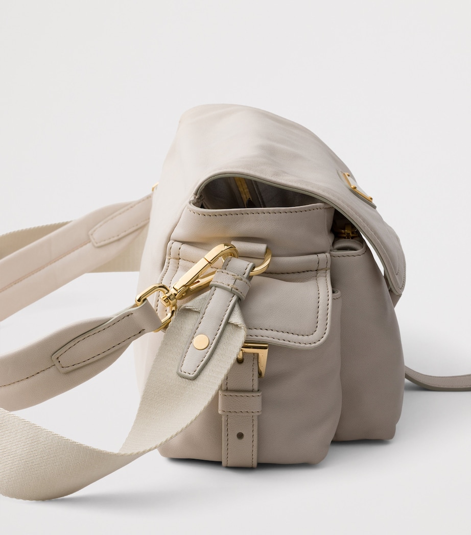 Prada Medium Nappa Leather Explore Shoulder Bag Neutral Image 6