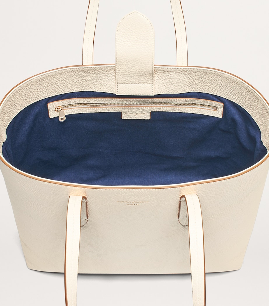 Aspinal Of London Leather East-West Regent Tote Bag Ivory Image 5