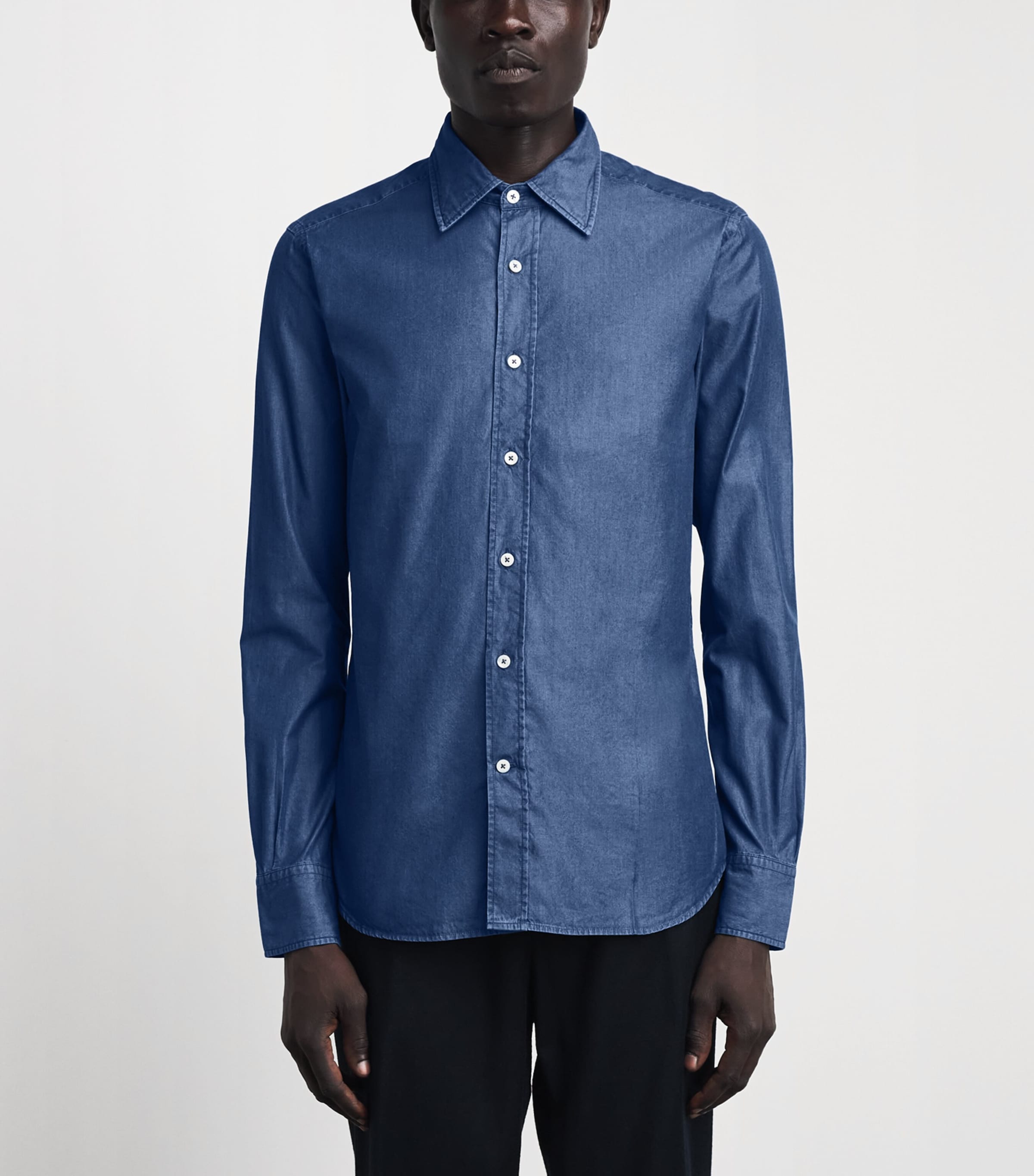 Canali Mens Denim Shirt Image 4