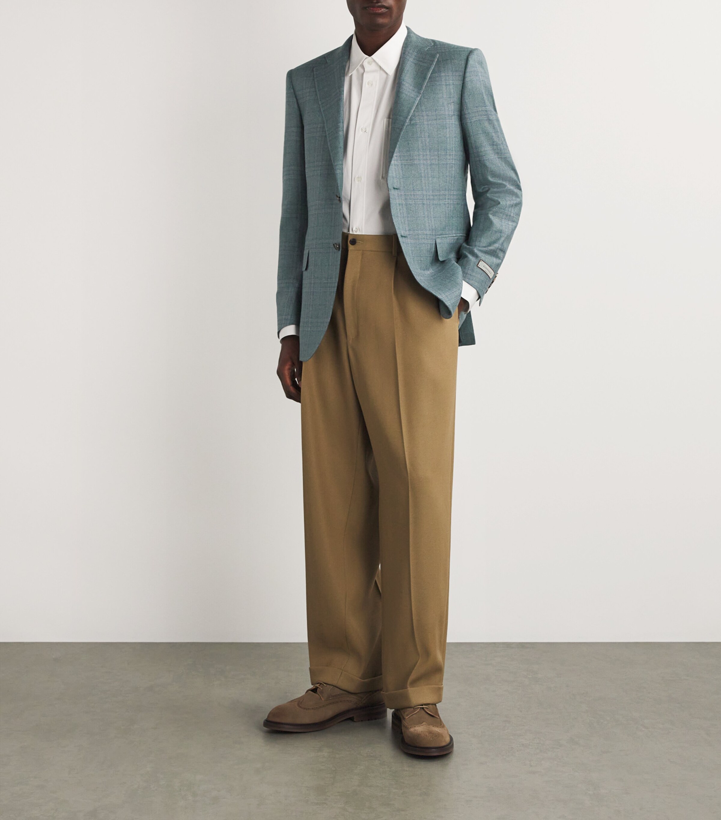 Canali Mens Silk-Cashmere Chequered Blazer Image 2