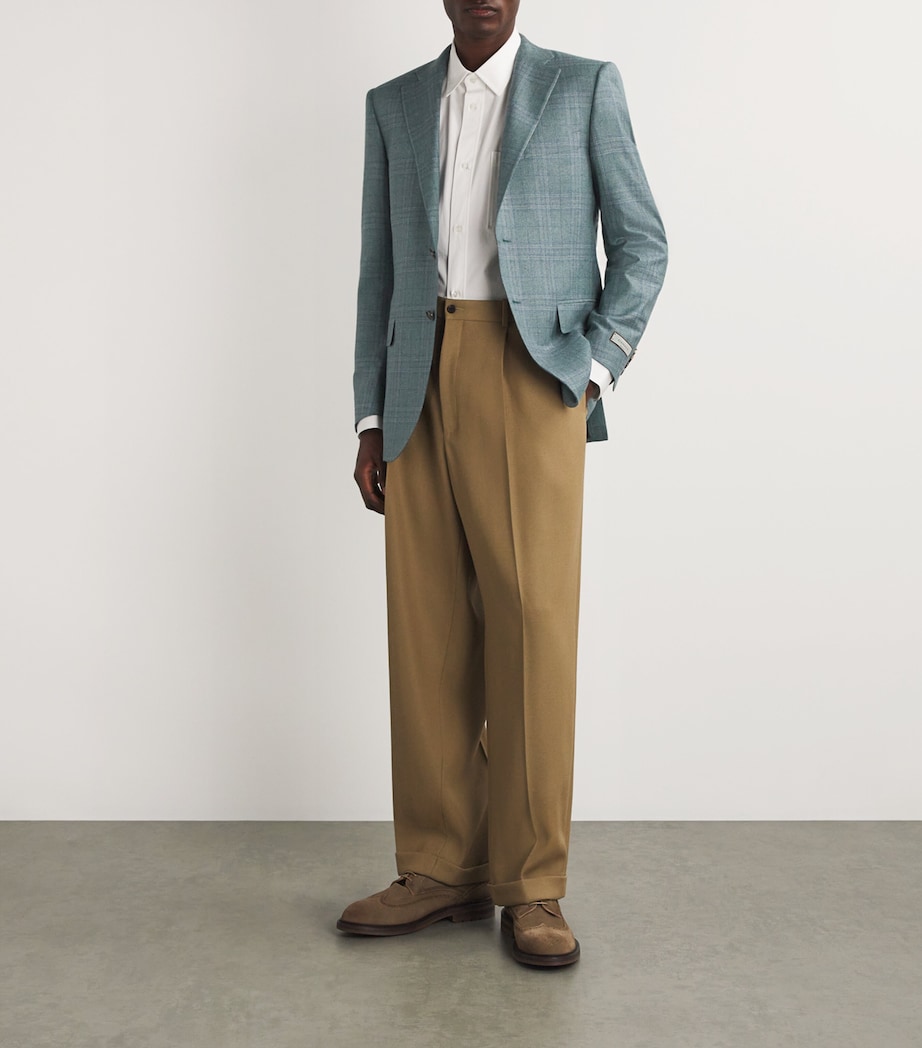 Canali Mens Silk-Cashmere Chequered Blazer Image 2