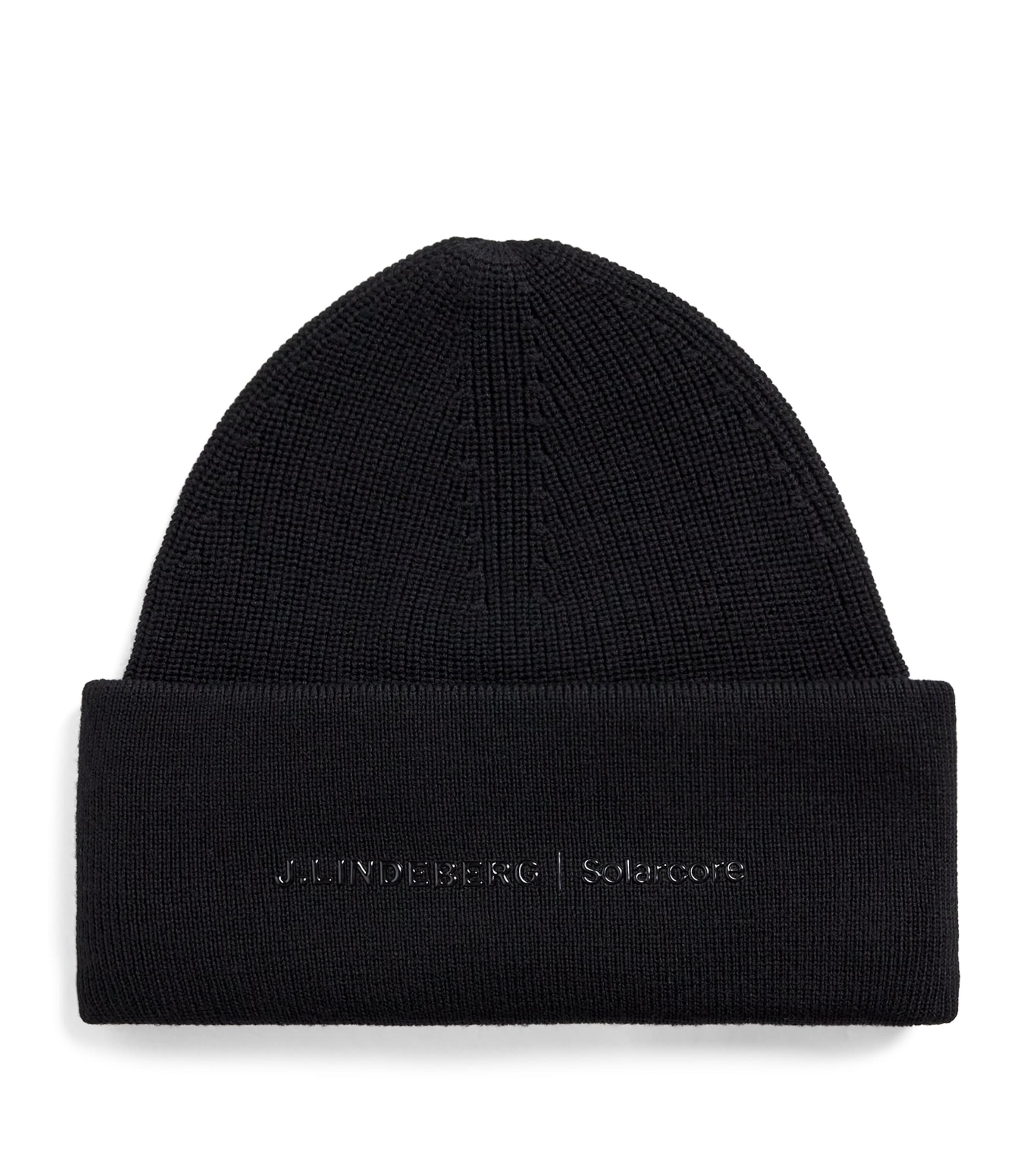 J. Lindeberg Merino Wool Solarcore Beanie In Black