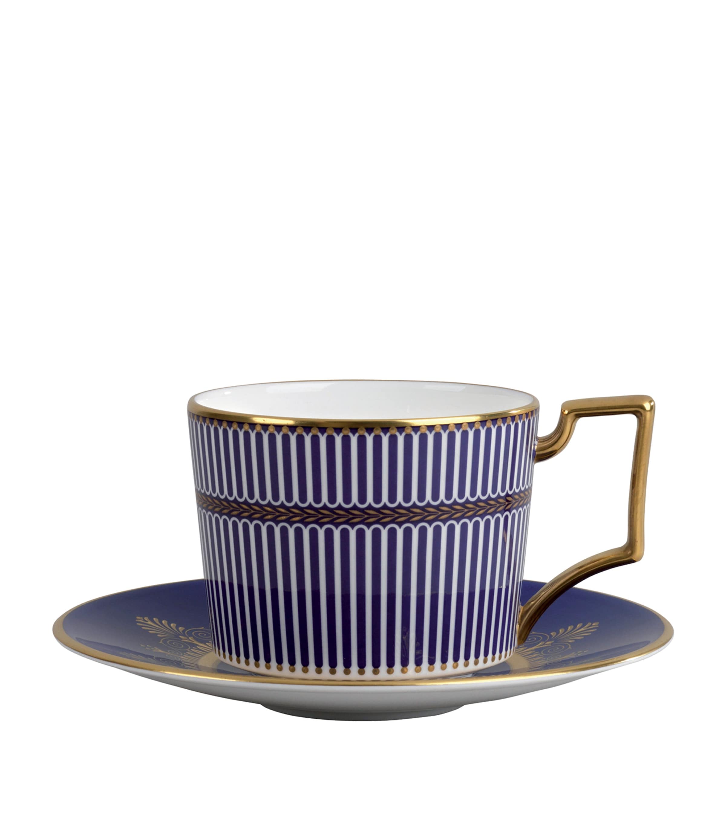 WEDGWOOD ANTHEMION BLUE TEACUP AND SAUCER 