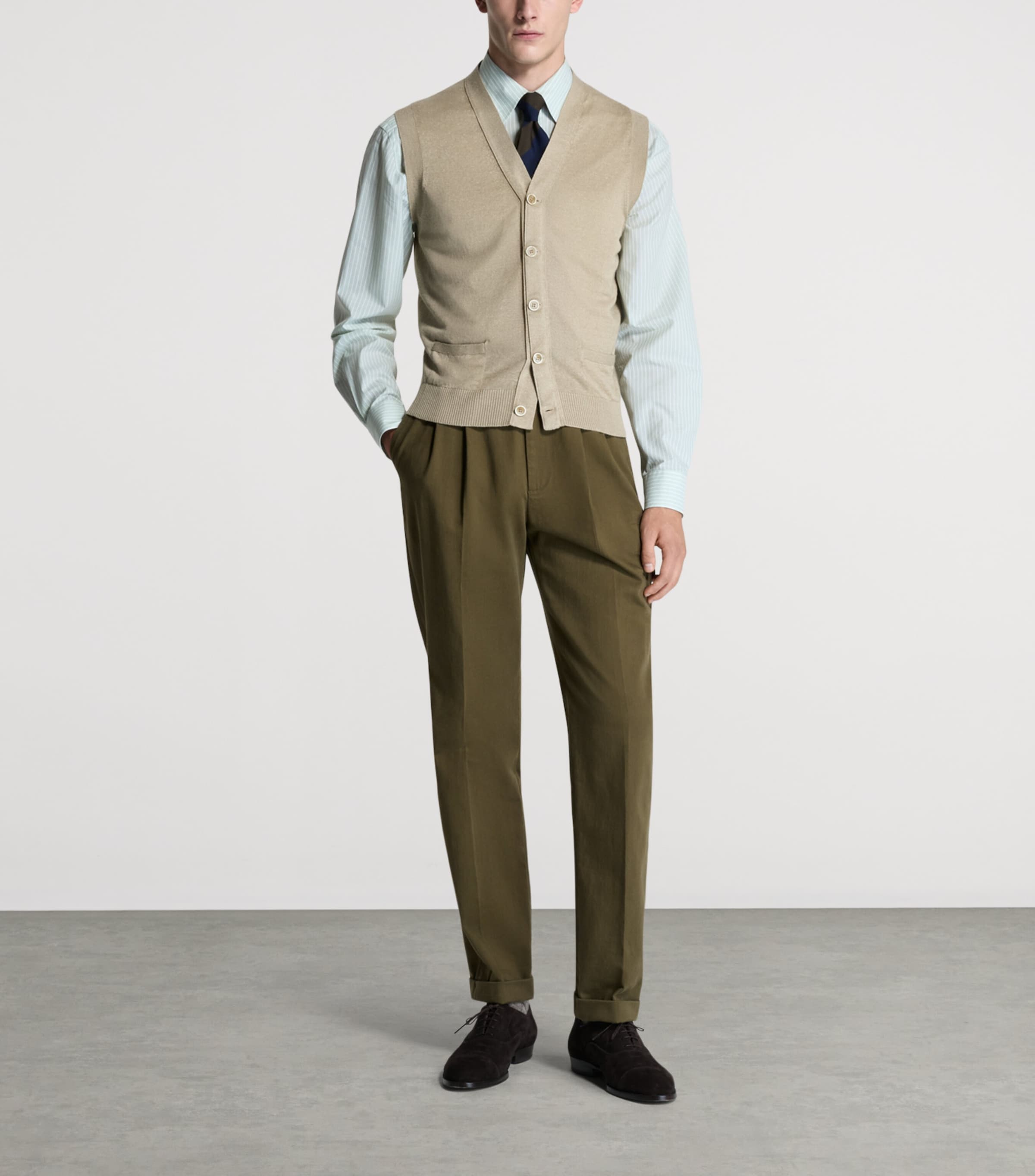 Dunhill Mens Linen-Cashmere Sweater Vest Image 2