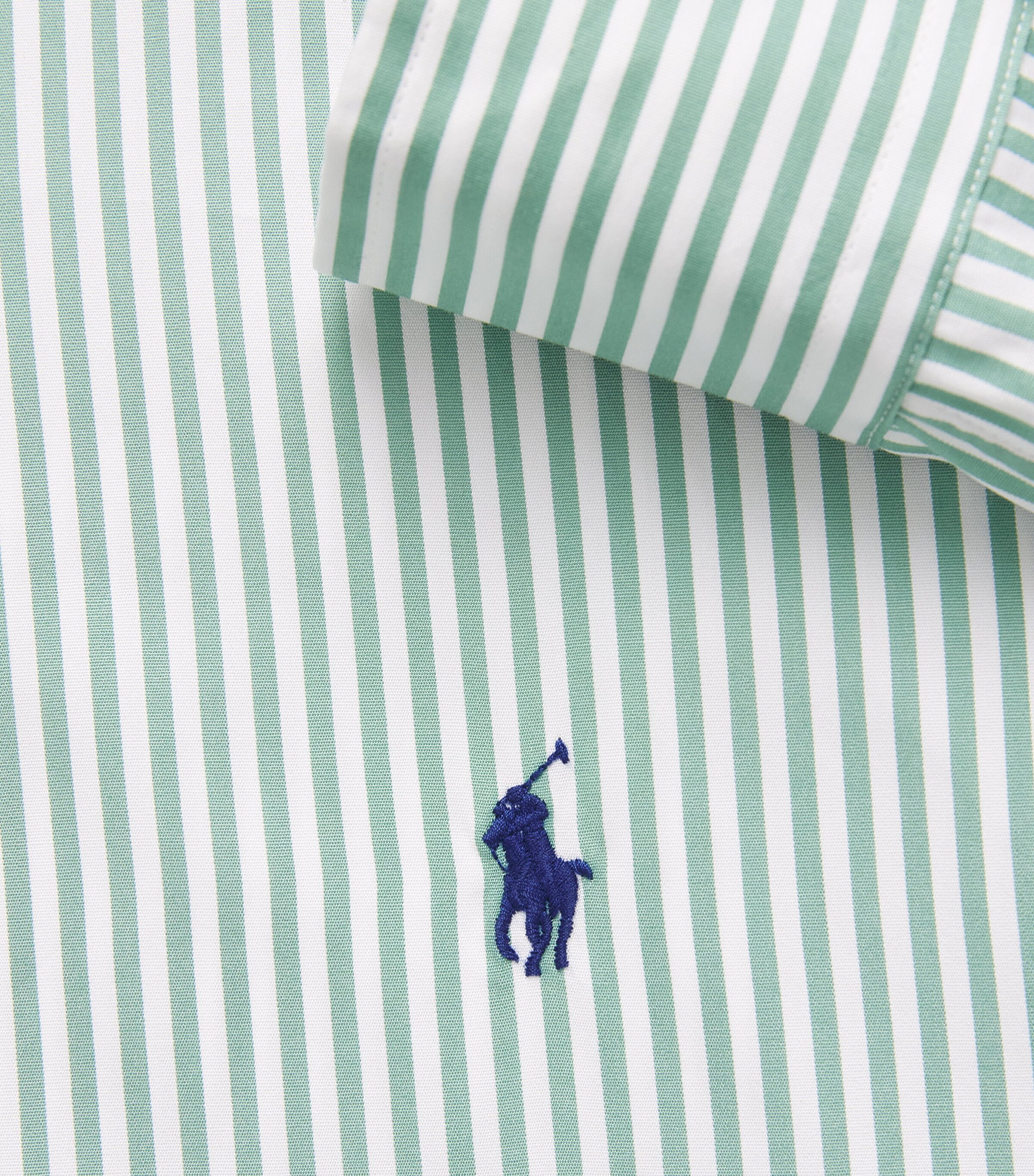 Polo Ralph Lauren Mens Cotton Stripe Custom Fit Shirt Faded Mint Wht Image 6