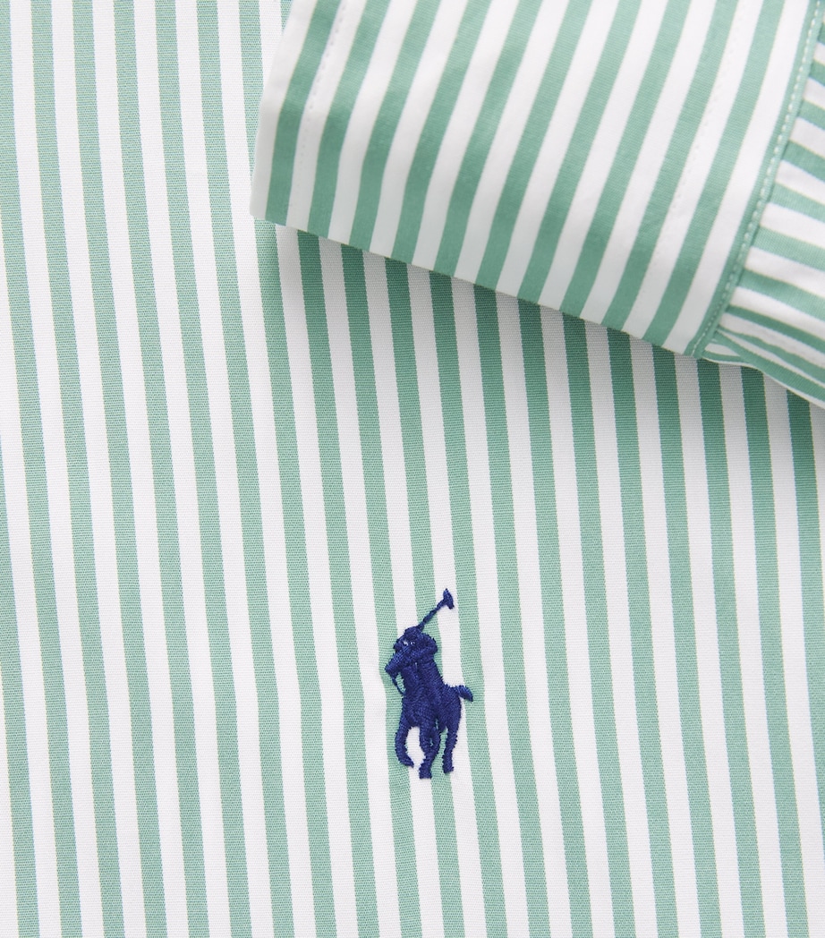 Polo Ralph Lauren Mens Cotton Stripe Custom Fit Shirt Faded Mint Wht Image 6