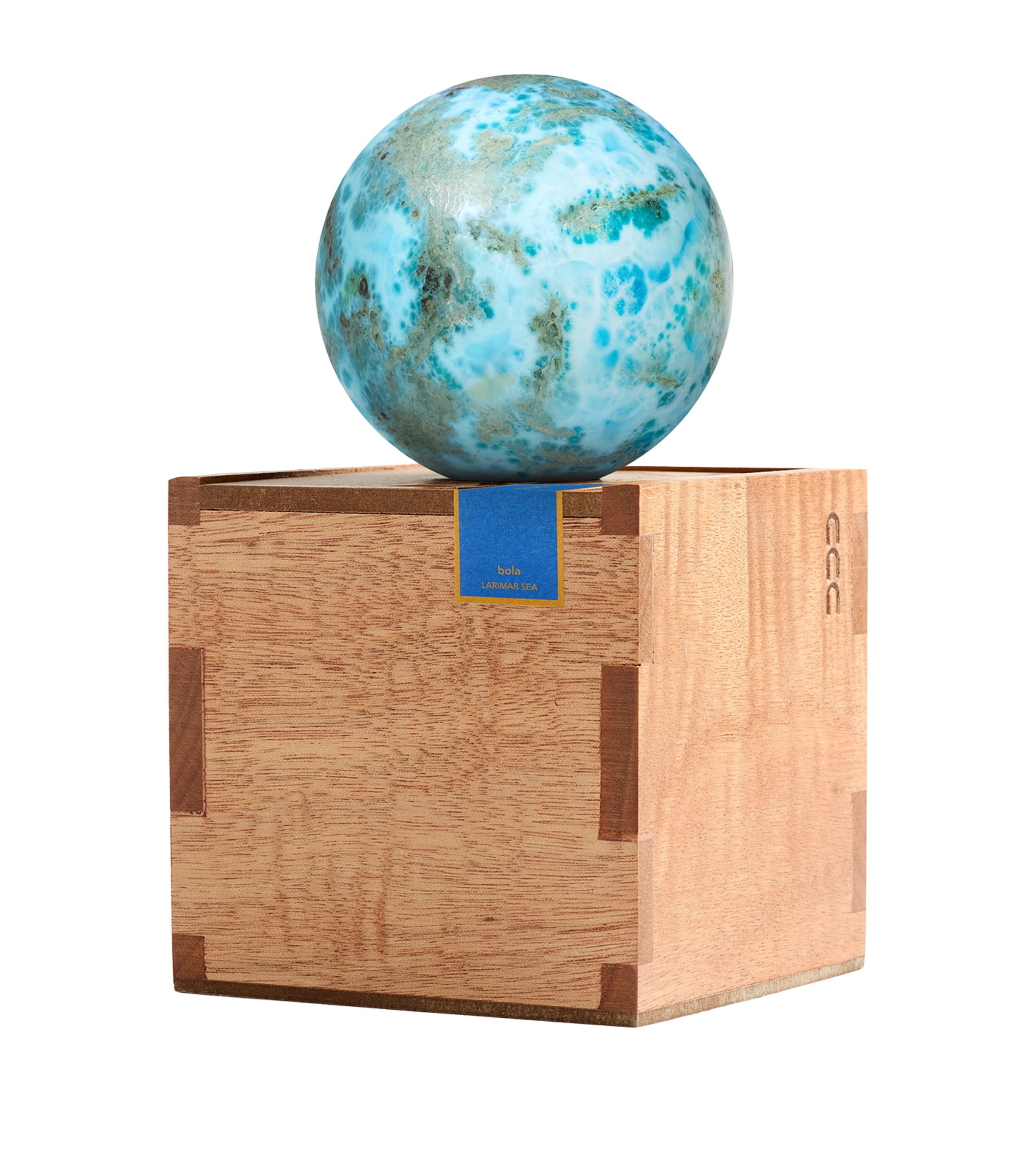 Marchanta Larimar Bola Sculpture Blue/white/gray/tan Image 3
