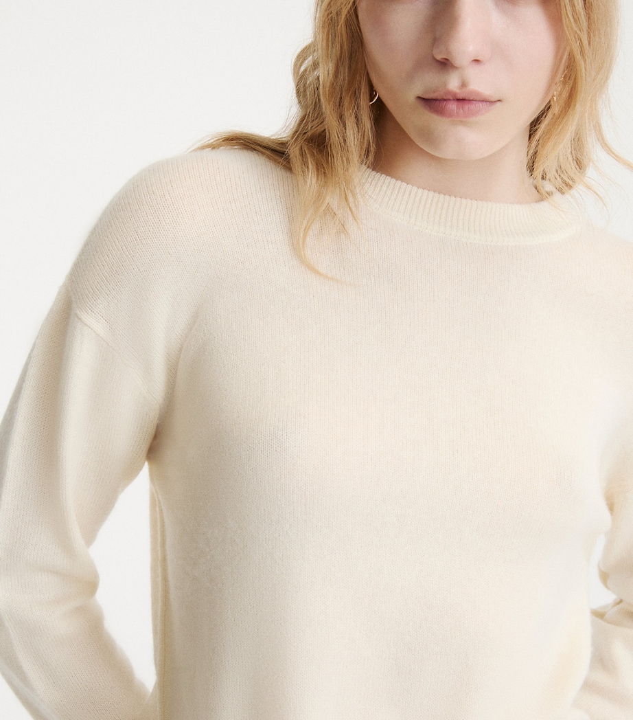 Marella Womens Wool-Cashmere Scarf-Detail Sweater Cream Image 5