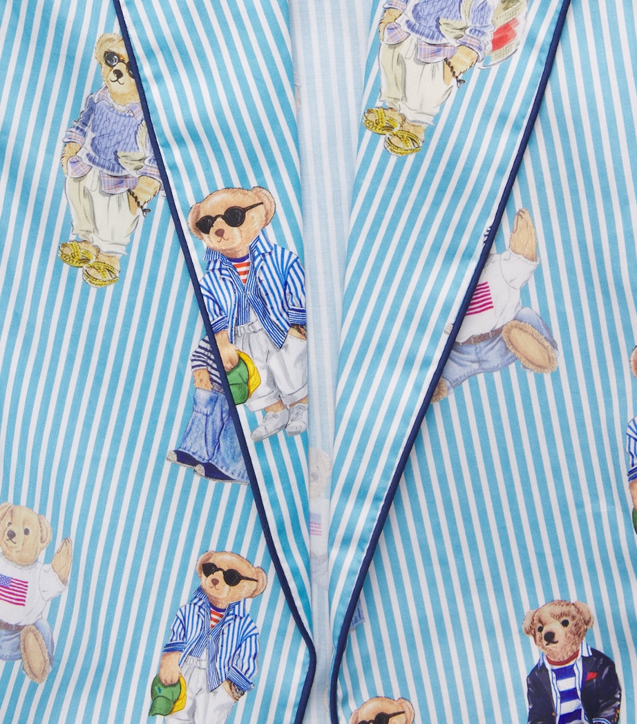 Polo Ralph Lauren Womens Cotton Heritage Polo Bear Robe Agua Mist Bear Image 6