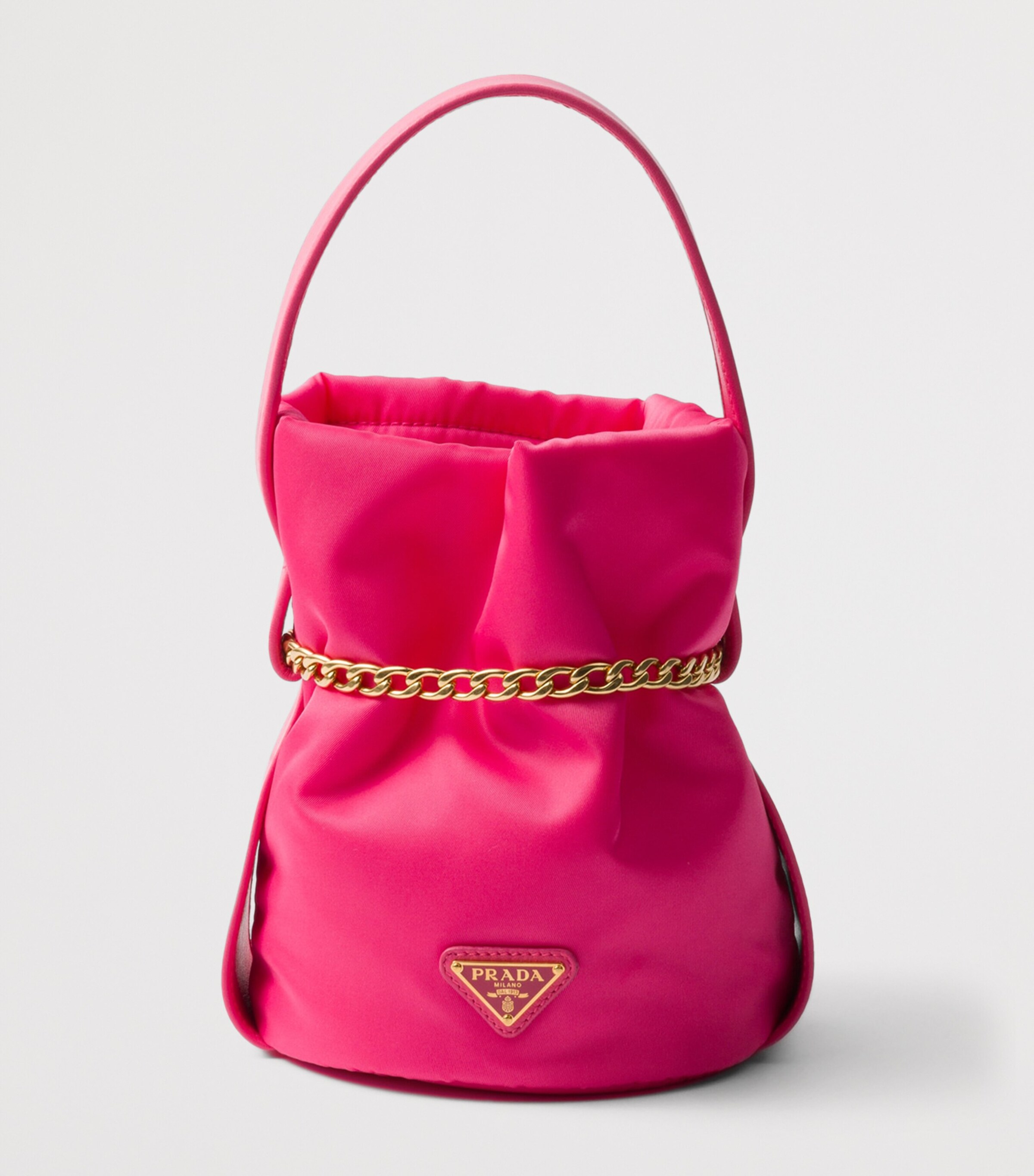 Mini Re-Nylon and Leather Bucket Bag F0505 Image 3