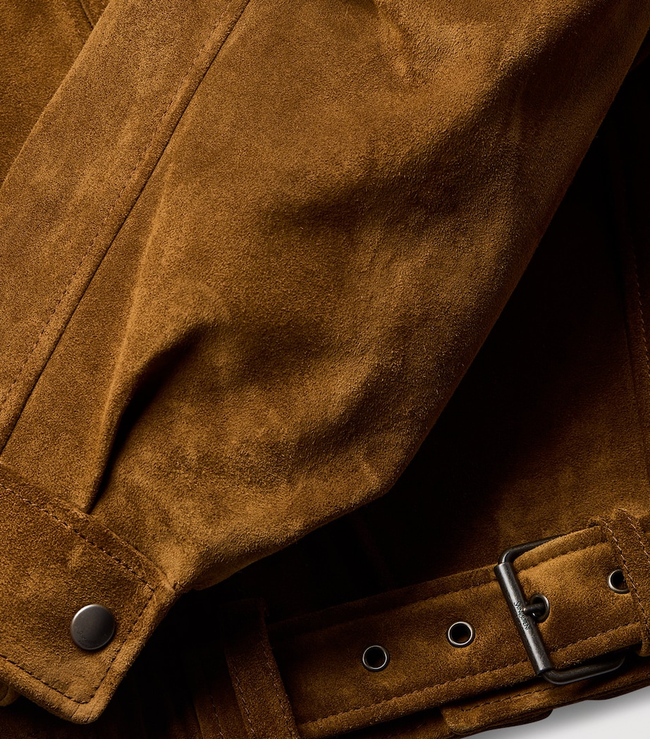Saint Laurent Womens Suede Belted Bomber Jacket Image 6