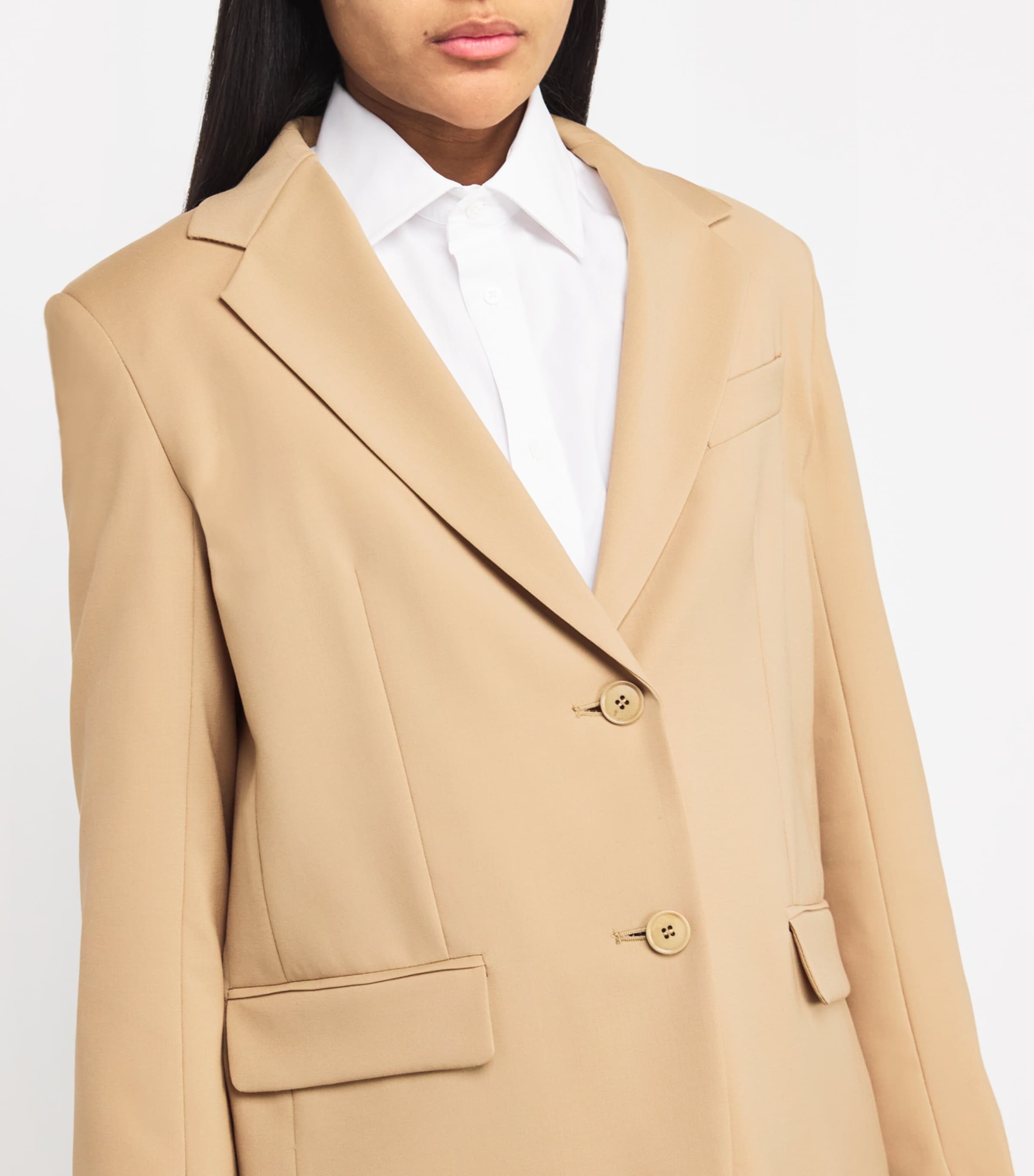 Wool Canvas Blazer BEIGE Image 6