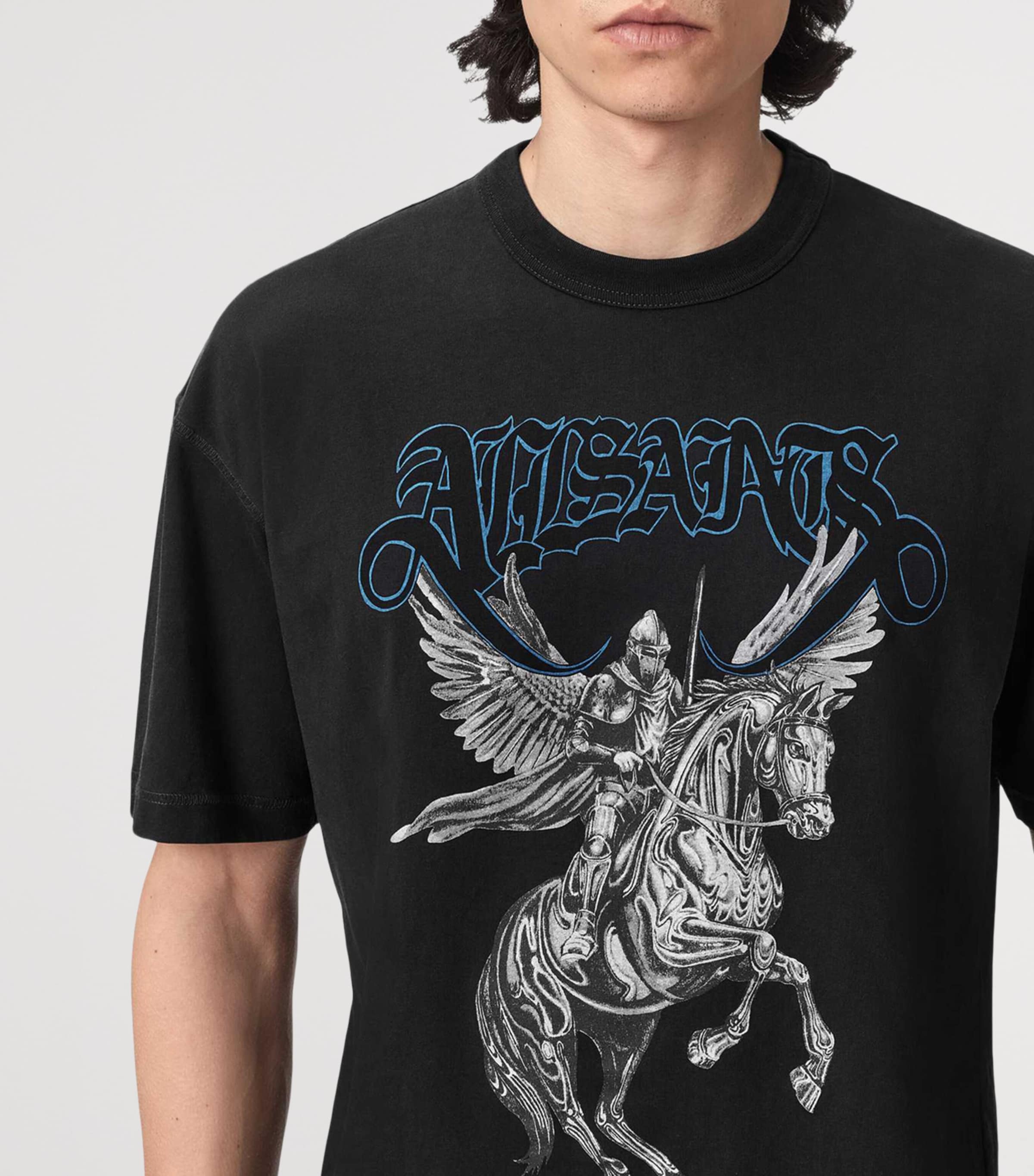 AllSaints Mens Seraph Graphic T-Shirt Washed Black Image 6