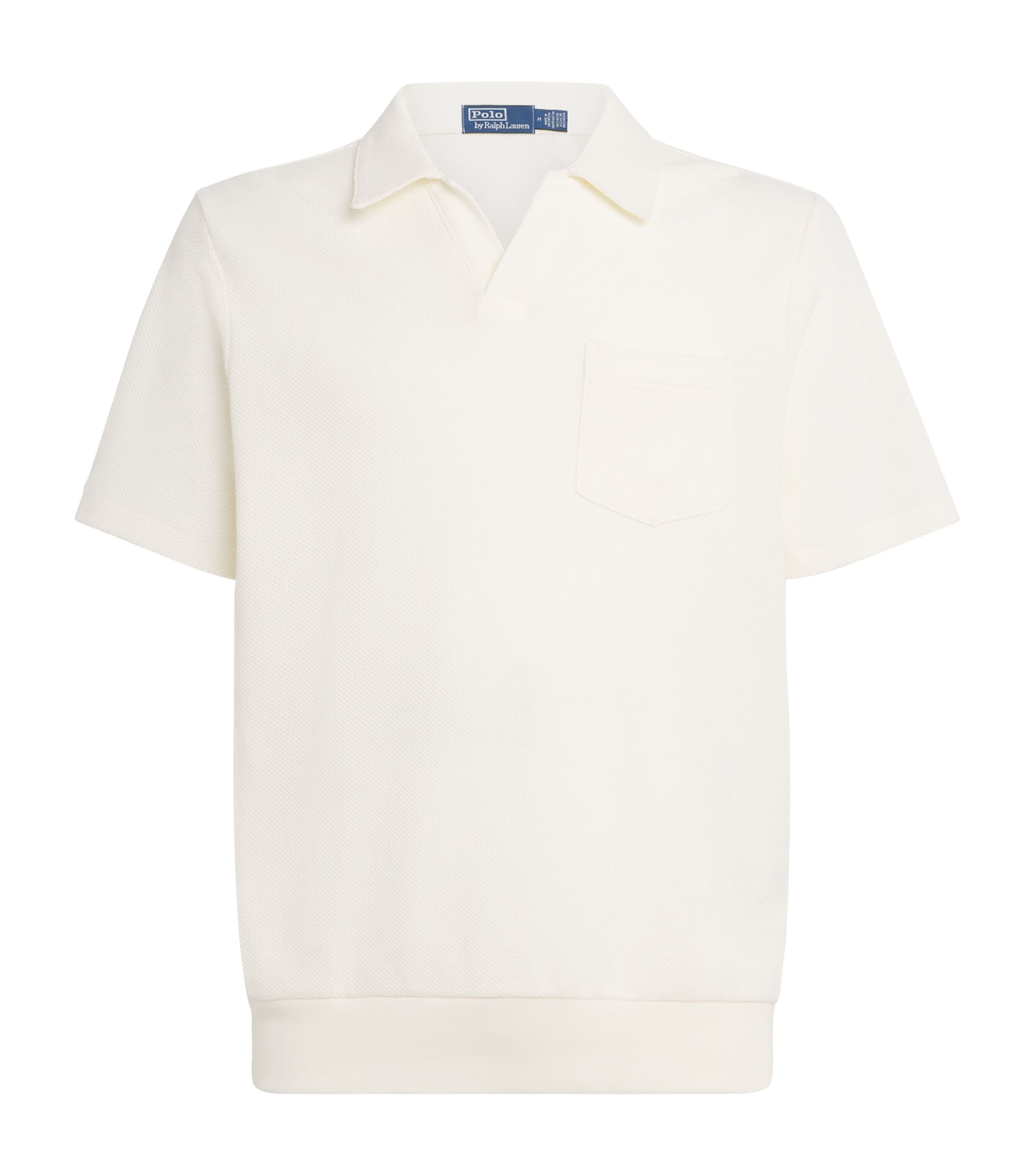 Polo Ralph Lauren Mens Cotton Honeycomb Mesh Polo Shirt Pale Cream Image 1