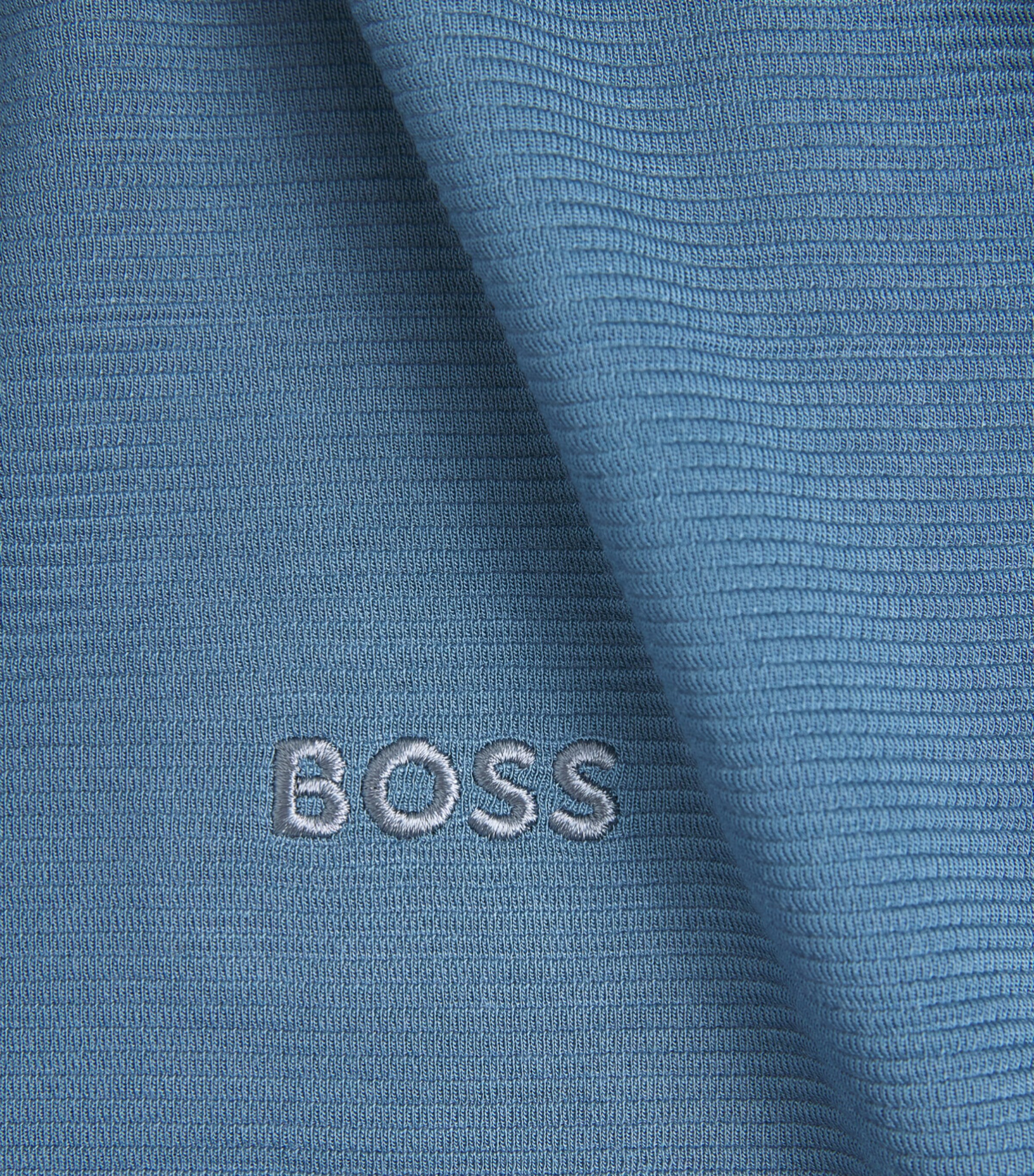 BOSS Mens Rib-Knit Logo T-Shirt Light/pastel Blu Image 6